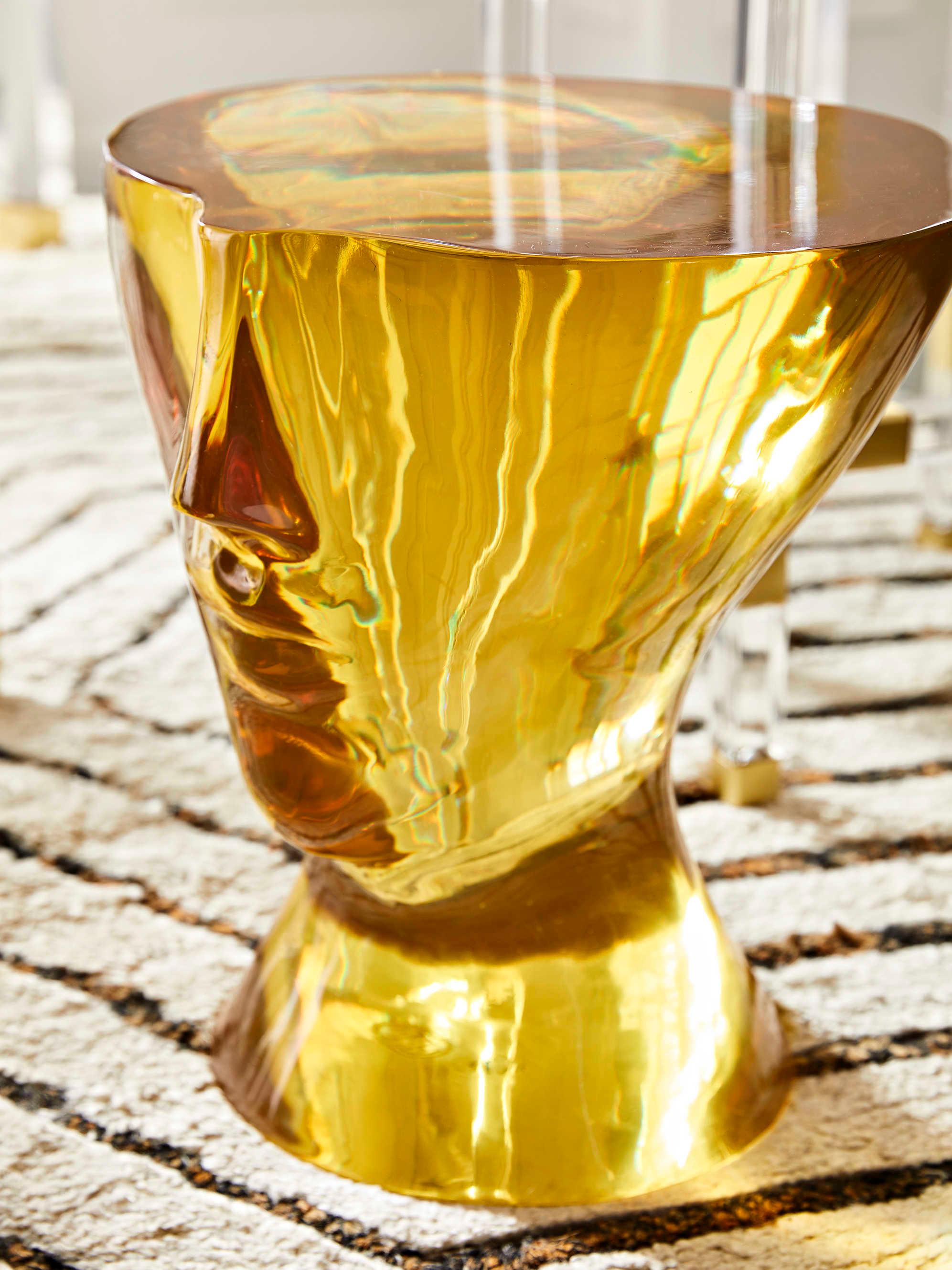 Jonathan Adler Acrylic Objets Round Orange End Table