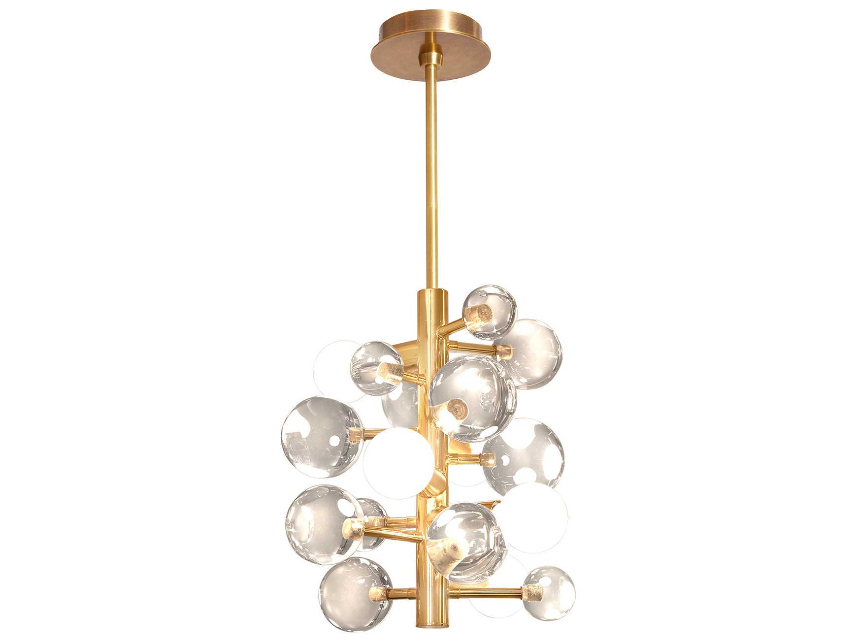 Jonathan Adler Globo 5-Light Clear Antique Brass Gold Globe Pendant