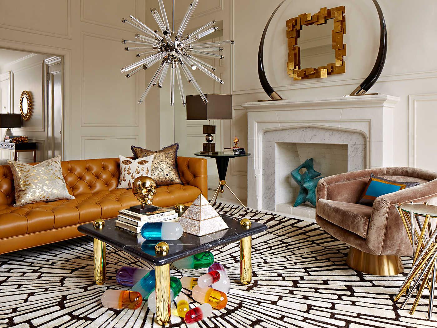 Jonathan Adler Electrum Round Glass Brass Nickel End Table