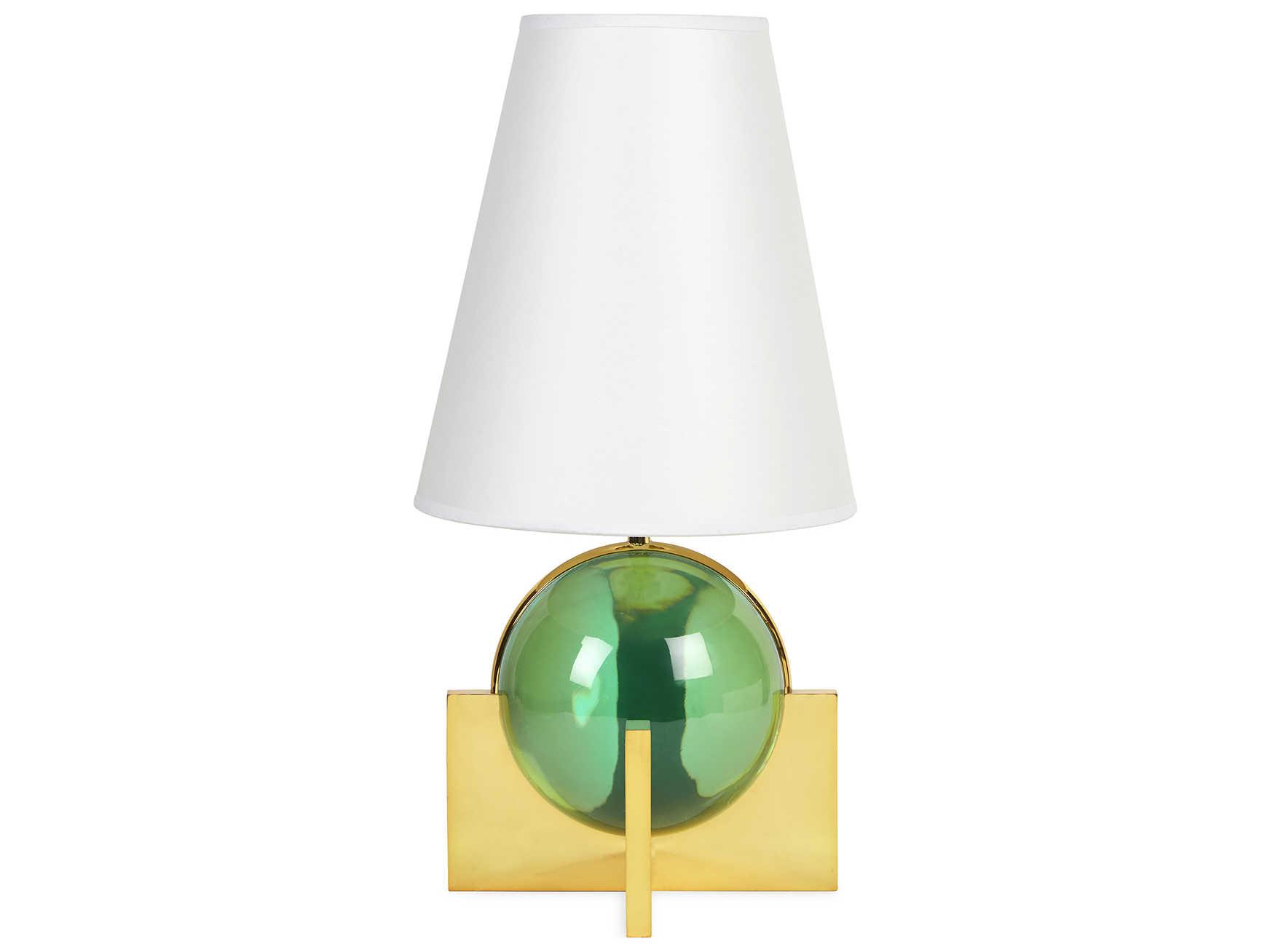 Jonathan Adler Globo Emerald Brass Green Table Lamp