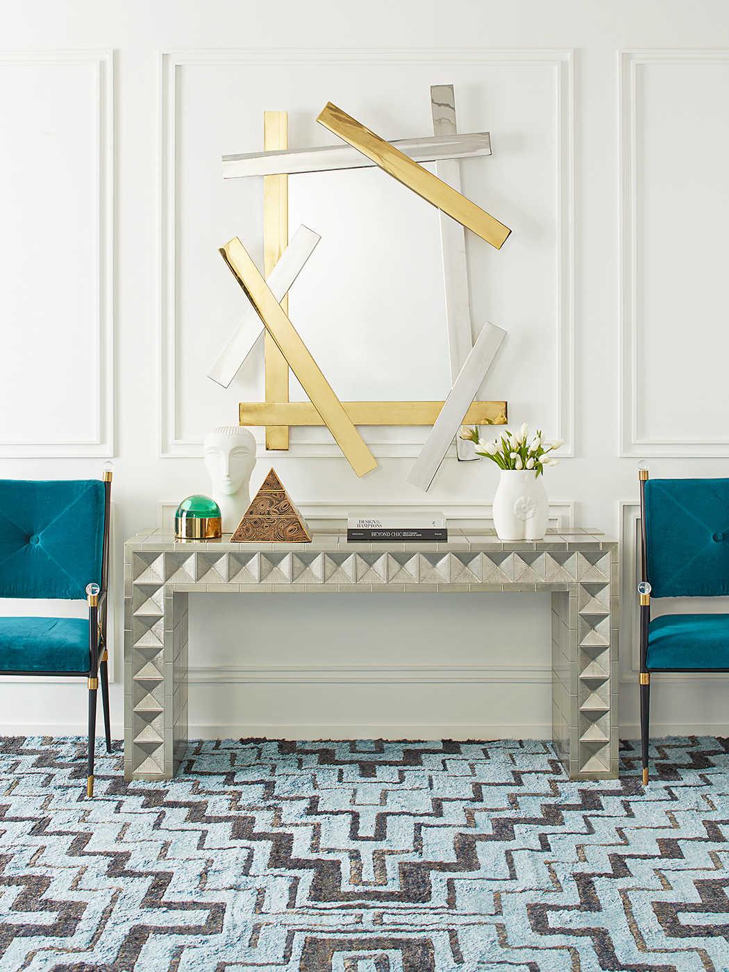 Jonathan Adler Talitha Rectangular Metal Nickel Console Table