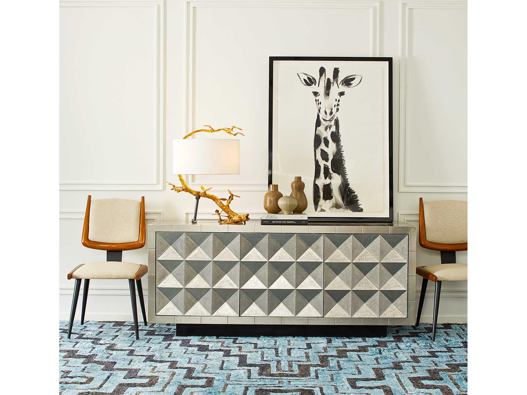 Jonathan Adler Kyoto Blackened Brass Polished White Buffet Lamp