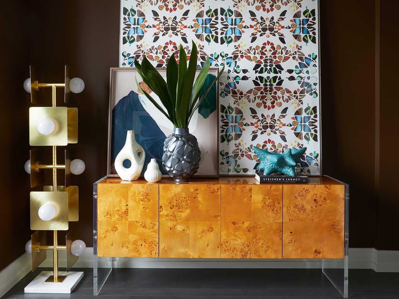 Jonathan Adler Bond 64" Burled Mappa Credenza Sideboard