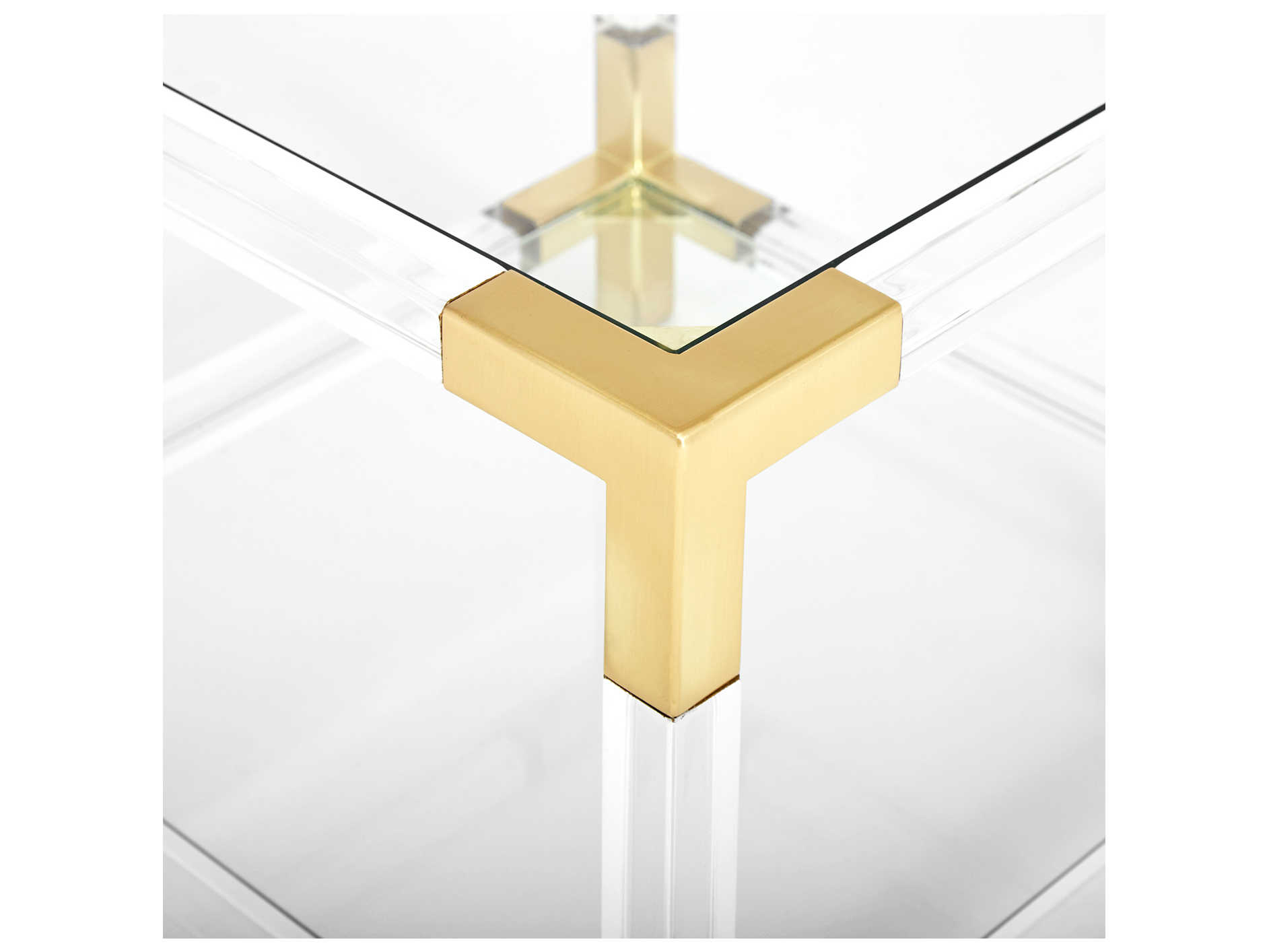 Jonathan Adler Jacques Square Glass Clear Brass End Table