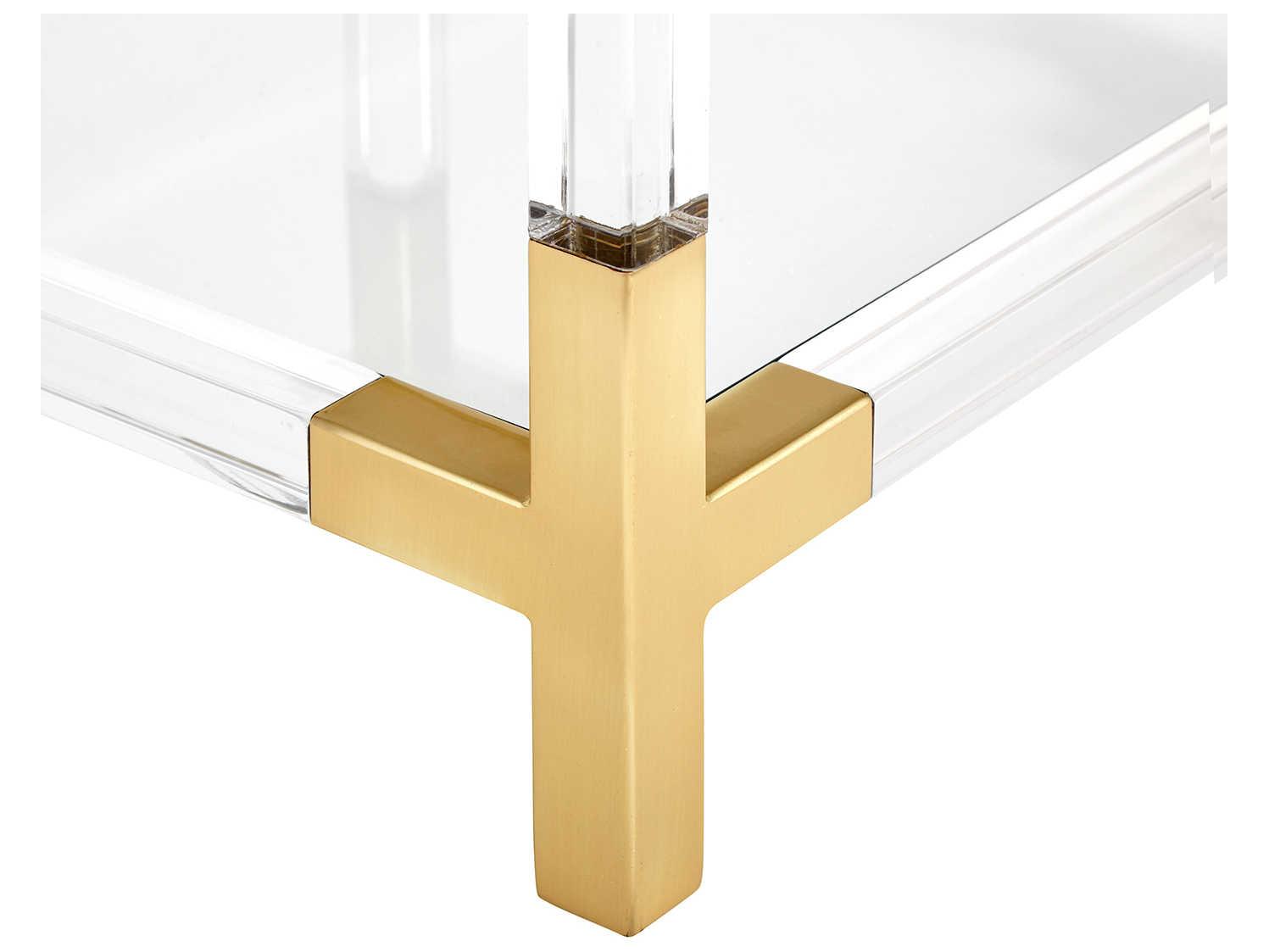 Jonathan Adler Jacques Square Glass Clear Brass End Table