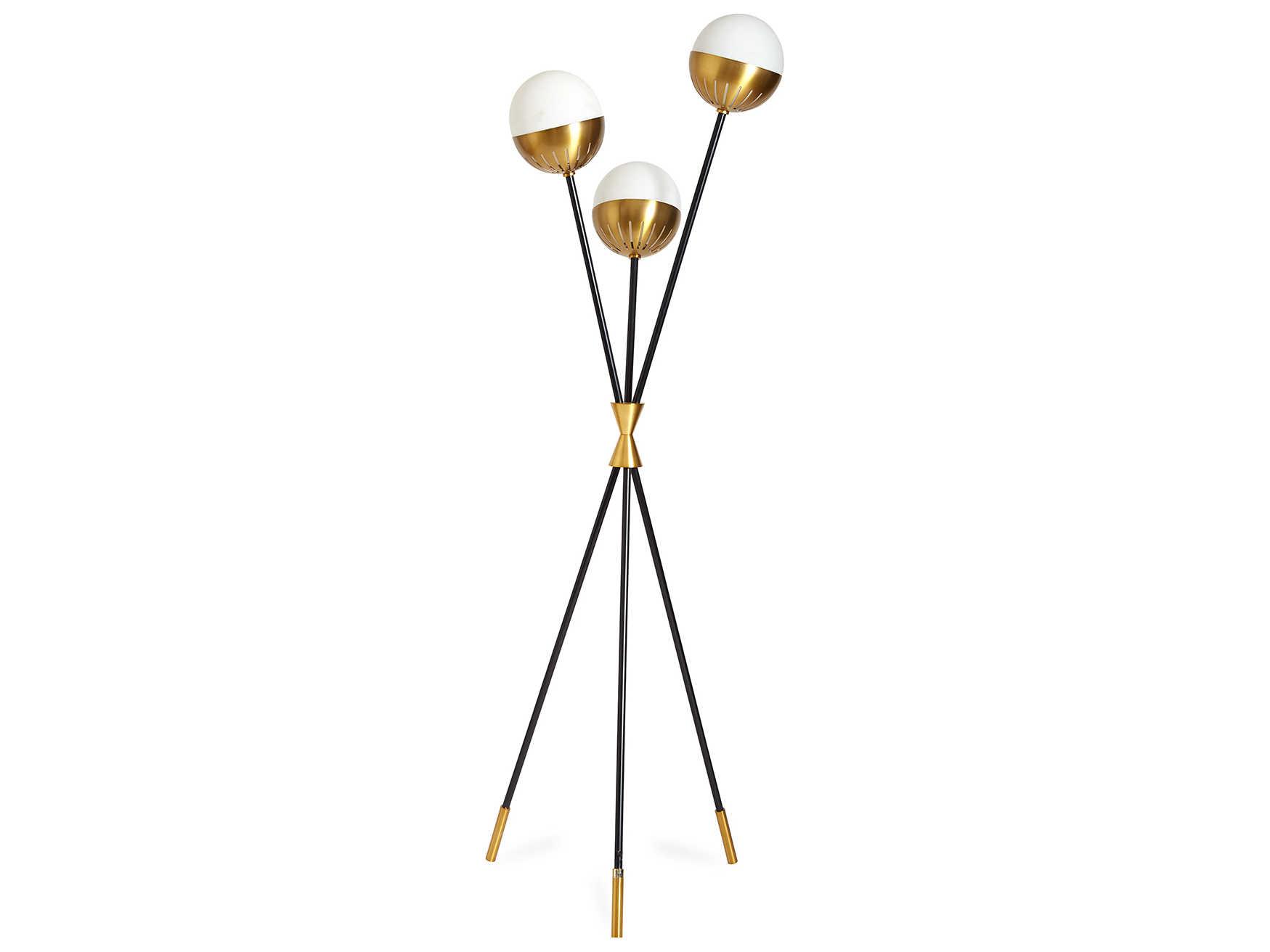 Jonathan Adler Caracas Glass Black Brass Floor Lamp