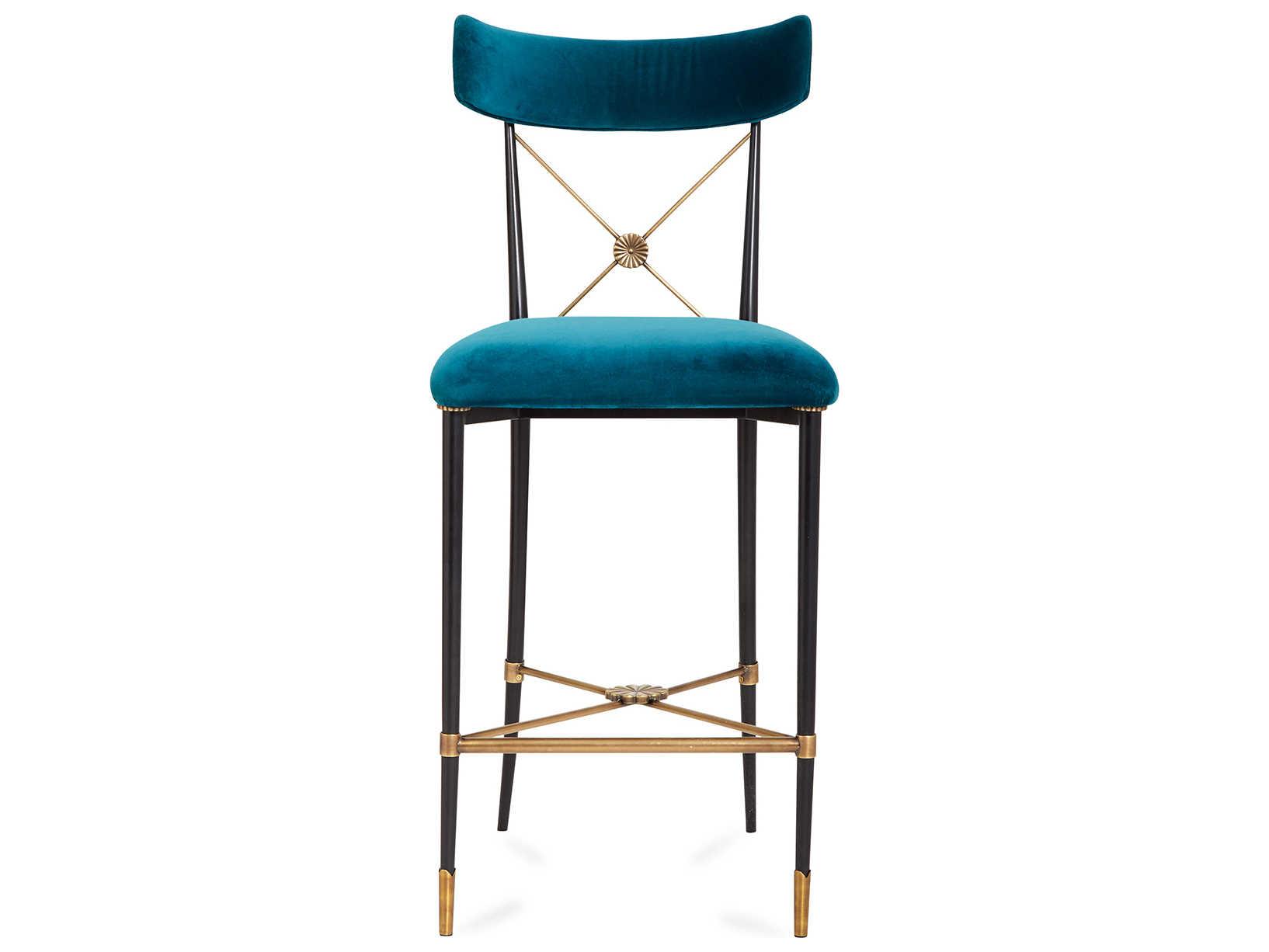 Jonathan Adler Rider Rialto Peacock Black Antique Brass Counter Stool