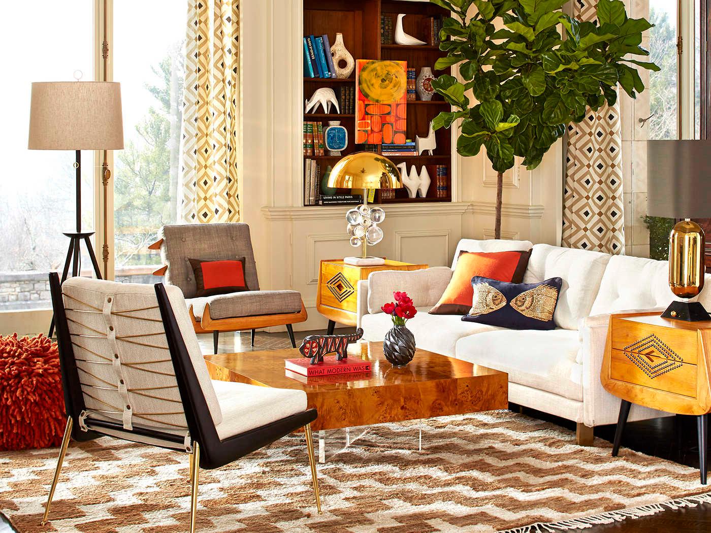 Jonathan Adler Bond Square Wood Burled Mappa Coffee Table