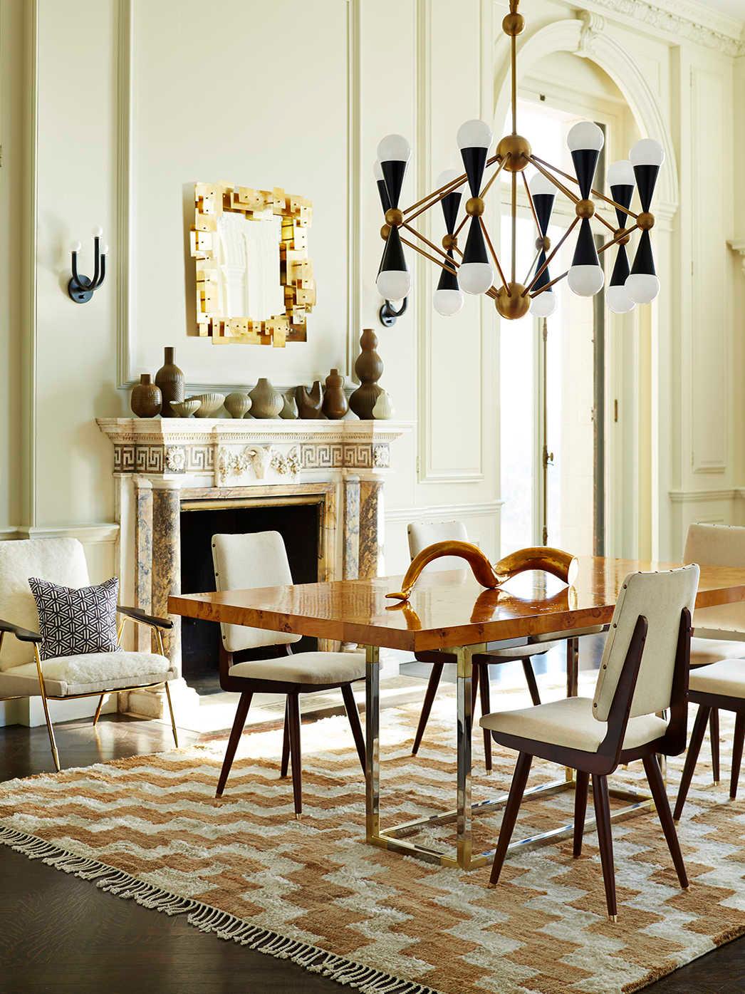 Jonathan Adler Bond Rectangular Wood Burled Mappa Dining Table