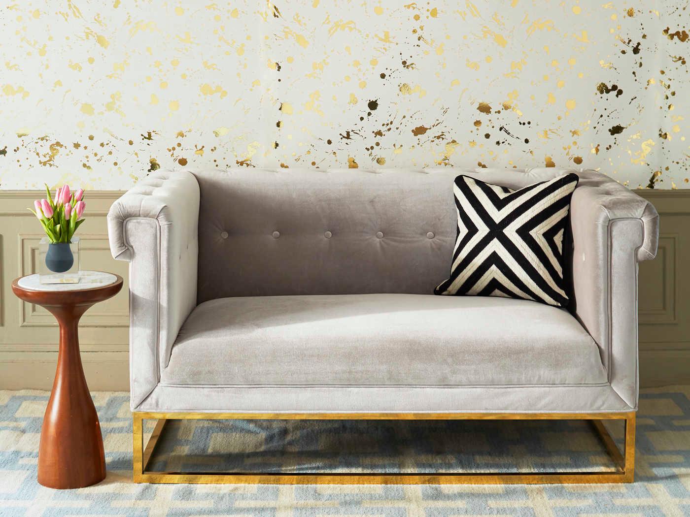 Jonathan Adler Buenos Aires Round White Volakas Marble Mahogany End Table