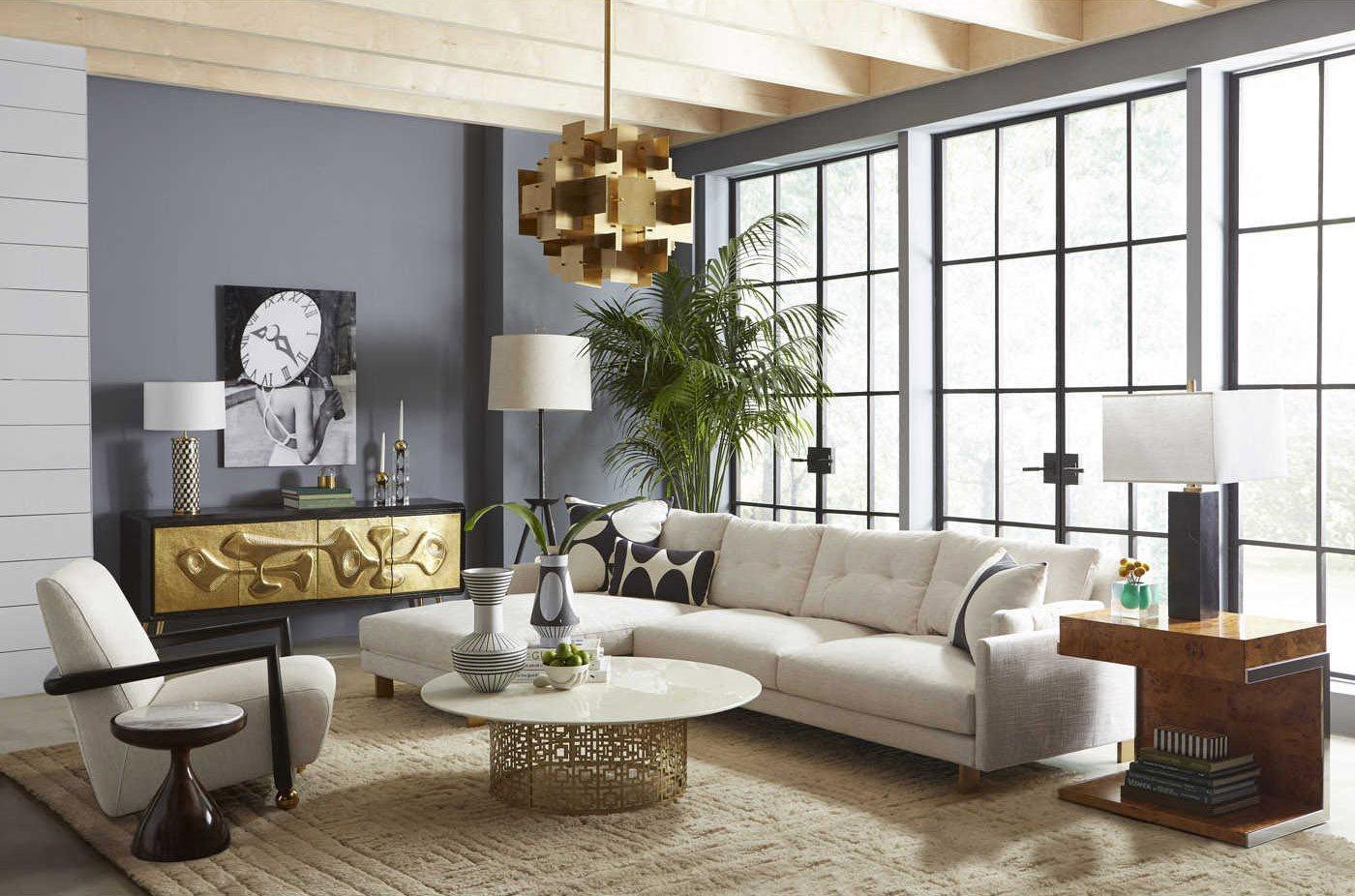 Jonathan Adler Bond Rectangular Wood Burled Mappa Stainless Steel End Table