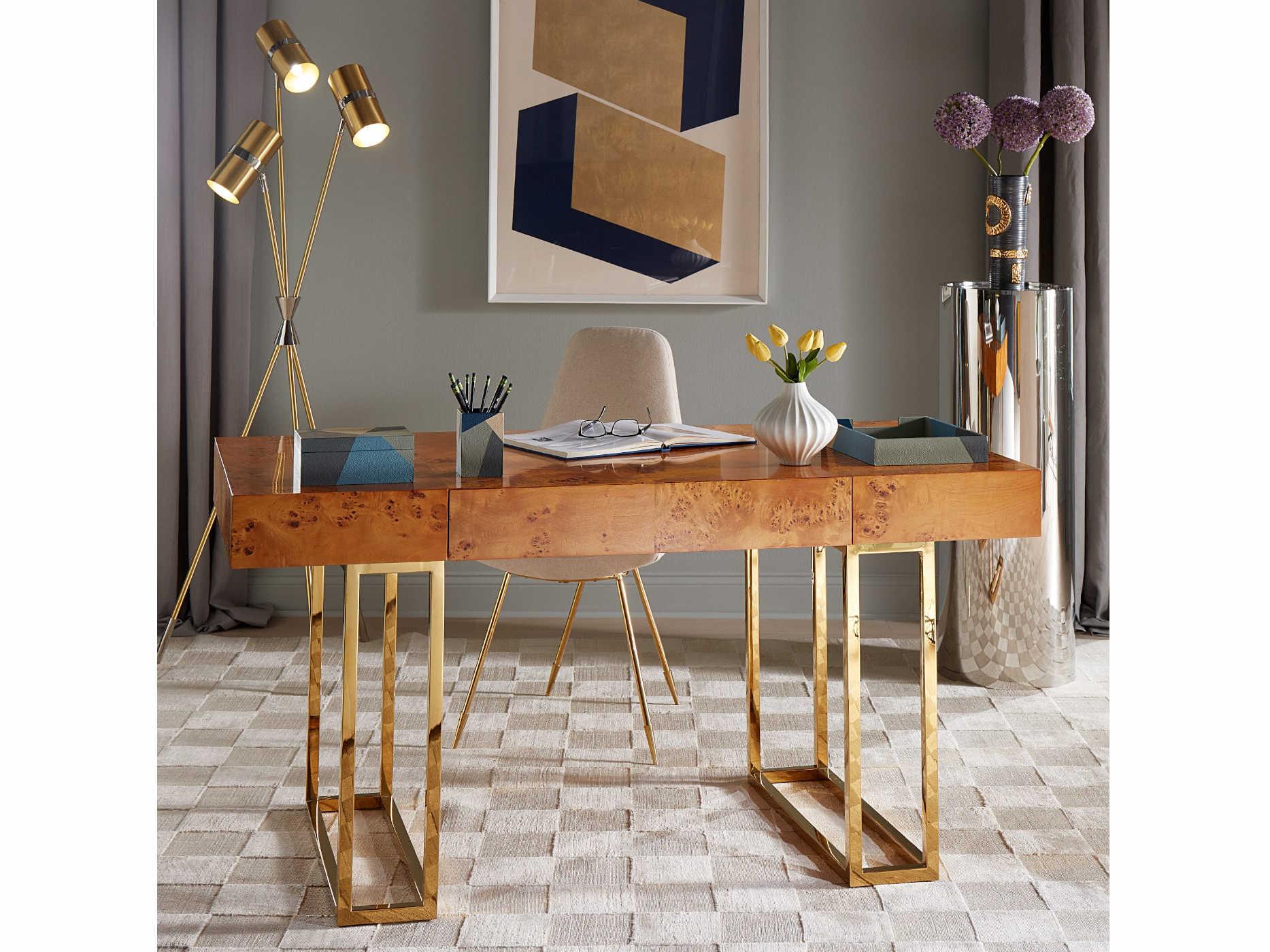 Jonathan Adler Caracas Soft Brass Polished Nickel Floor Lamp