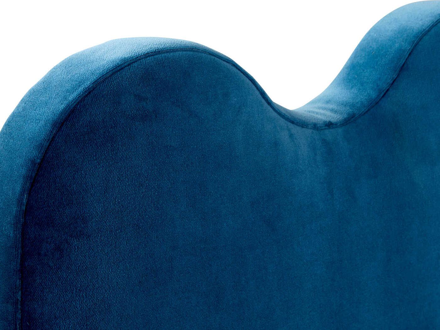 Jonathan Adler Ripple Venice Peacock Polished Brass Blue Upholstered Queen Platform Bed