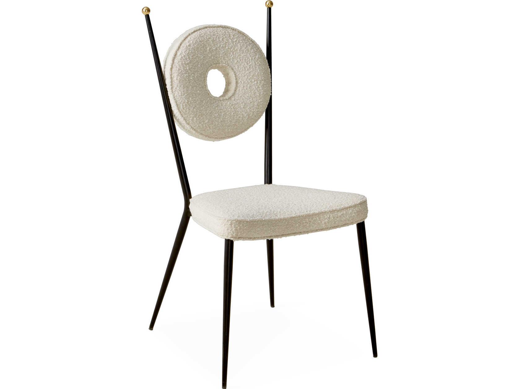 Jonathan Adler Rondo White Upholstered Armless Dining Chair
