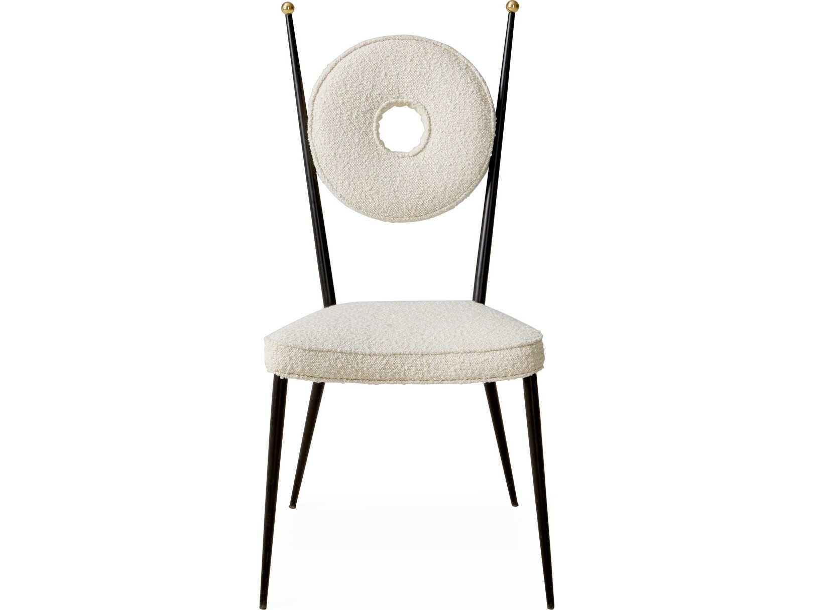 Jonathan Adler Rondo White Upholstered Armless Dining Chair