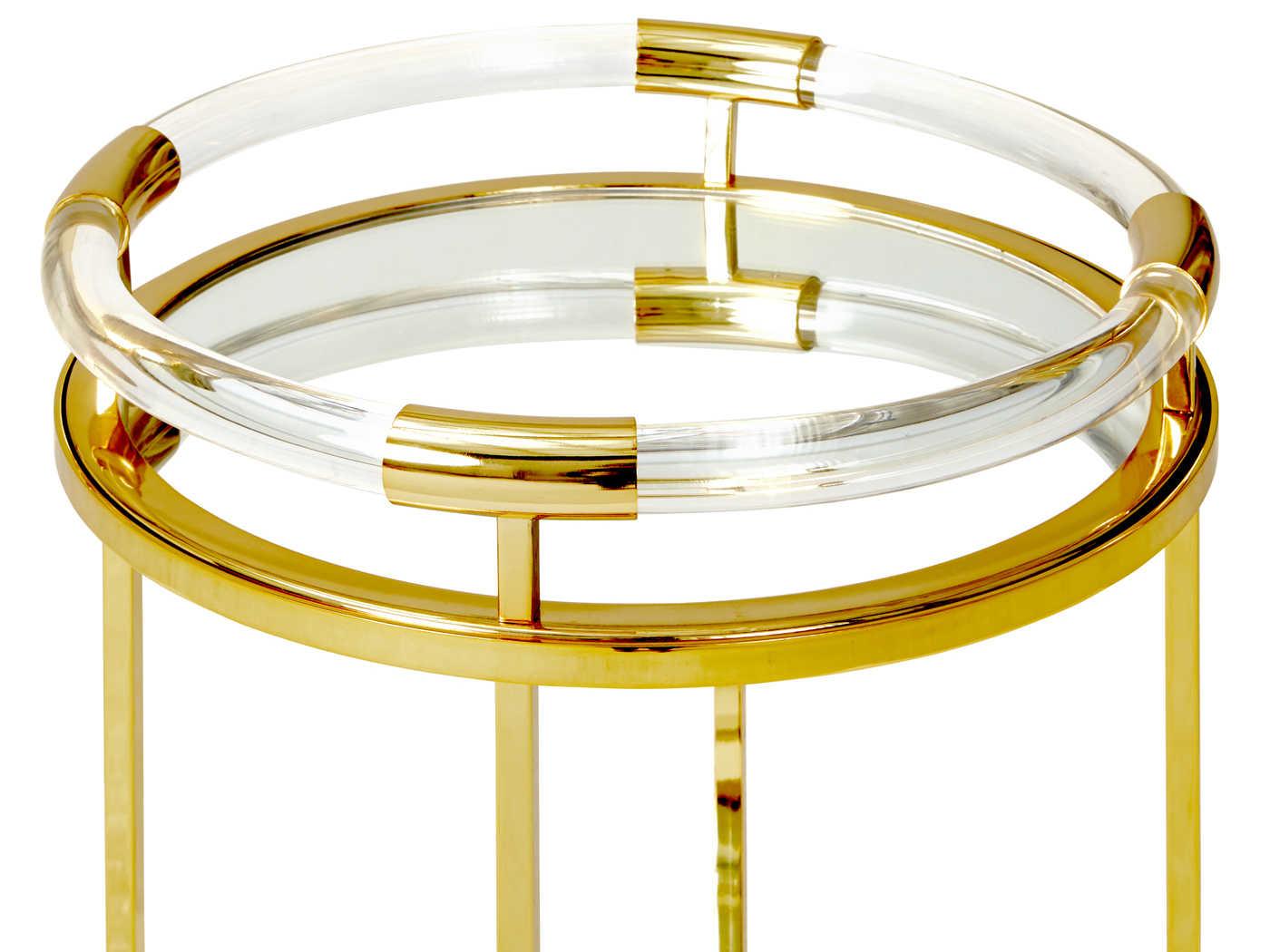 Jonathan Adler Jacques Glass Polished Brass Bar Cart