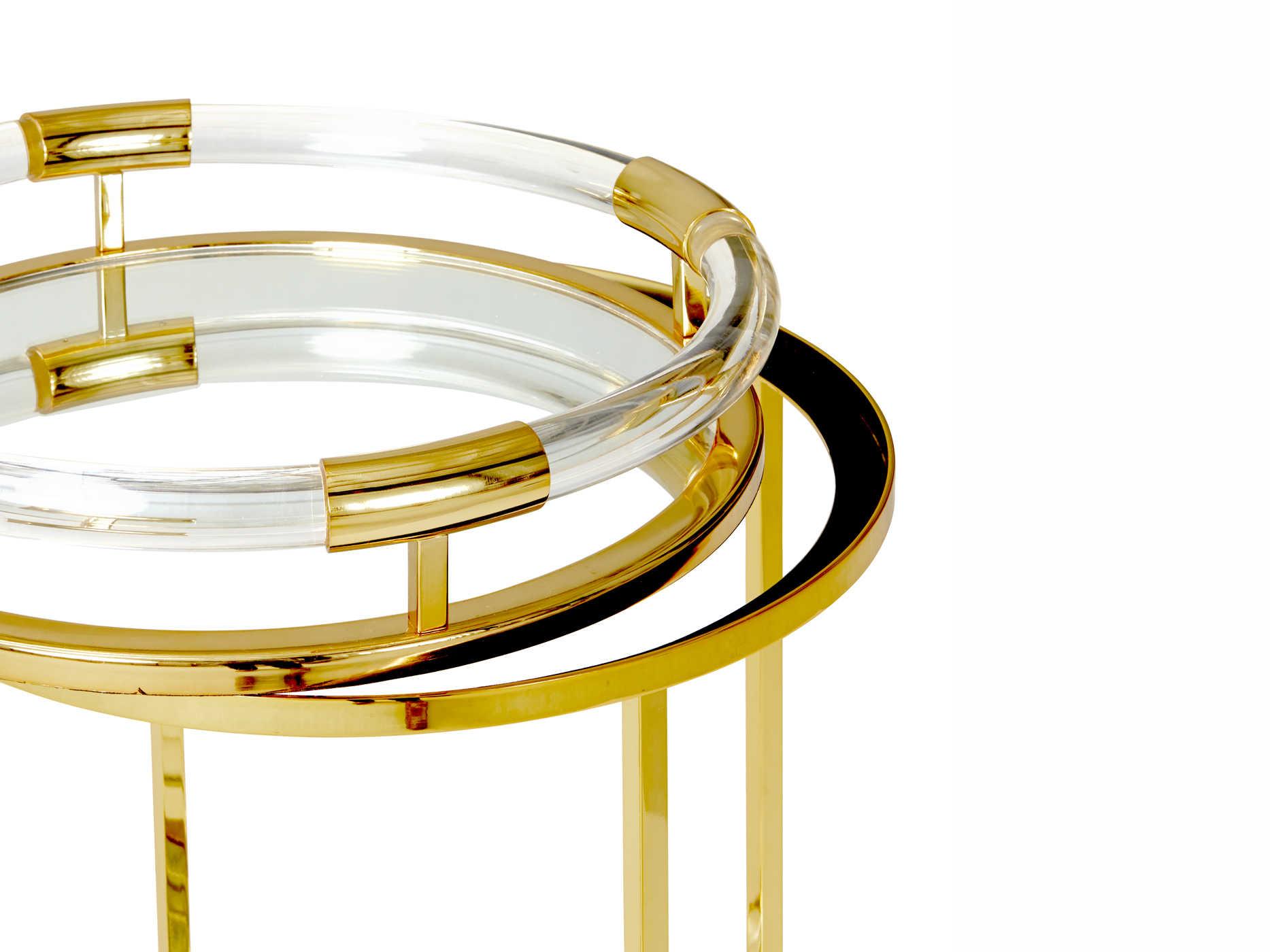 Jonathan Adler Jacques Glass Polished Brass Bar Cart