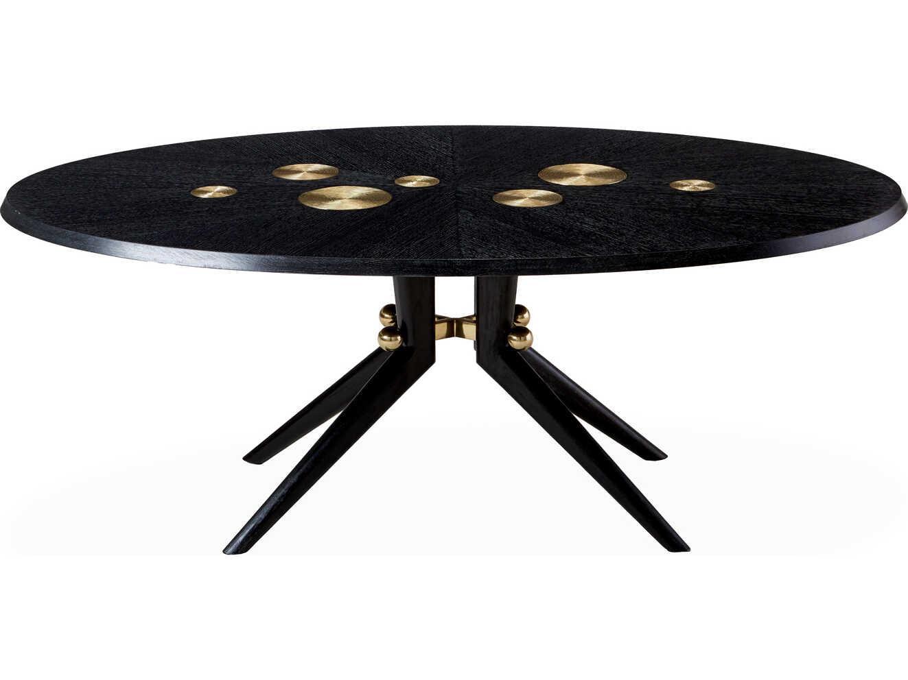 Jonathan Adler Trocadero Round Wood Ebonized Oak Dining Table