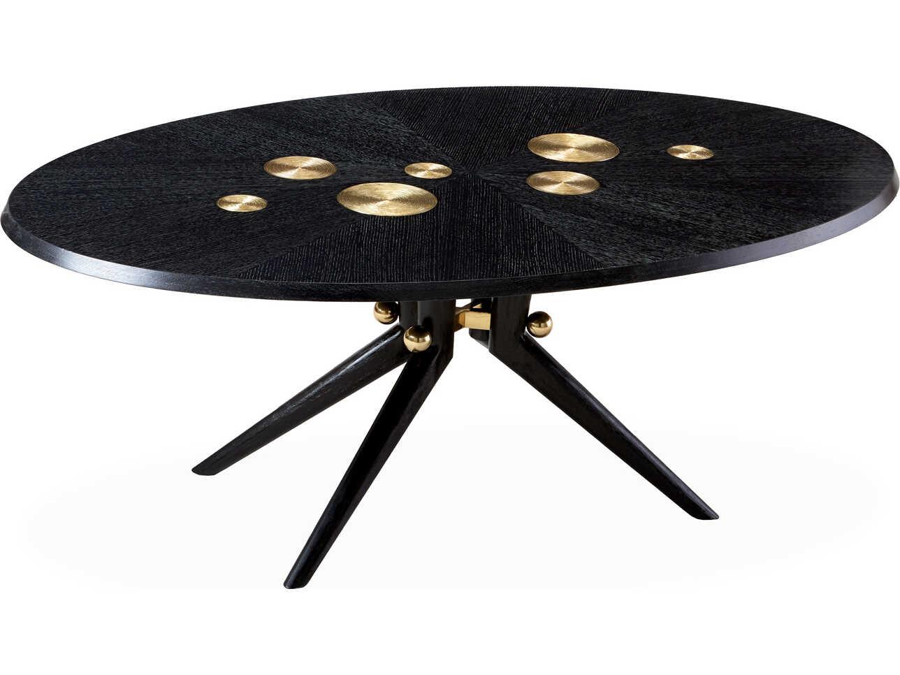Jonathan Adler Trocadero Round Wood Ebonized Oak Dining Table