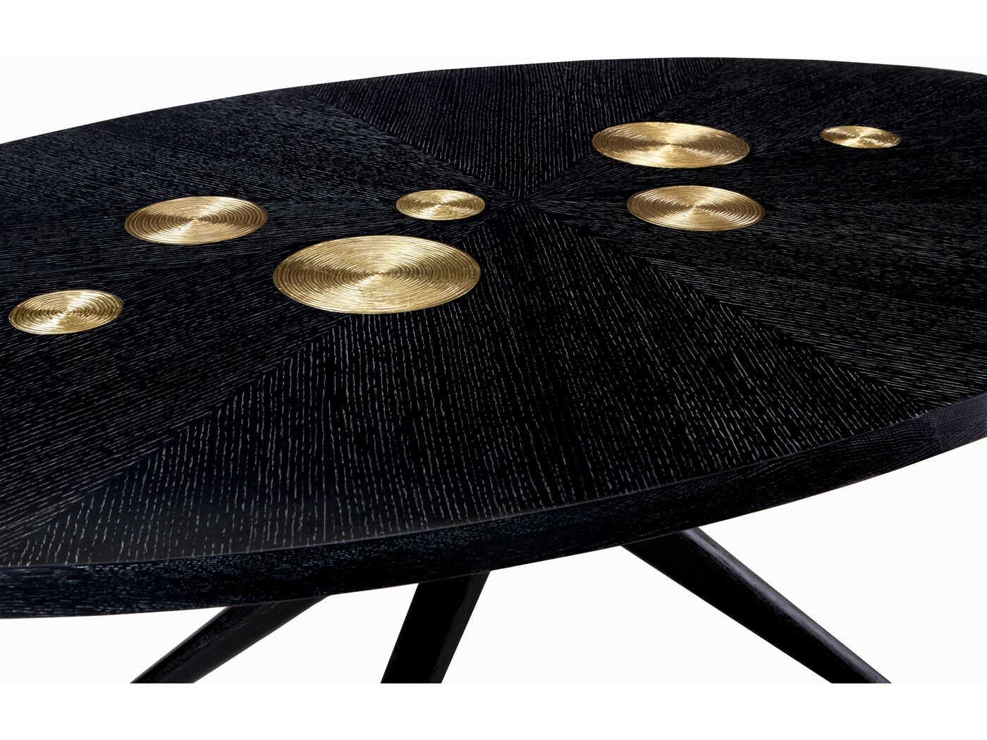 Jonathan Adler Trocadero Round Wood Ebonized Oak Dining Table