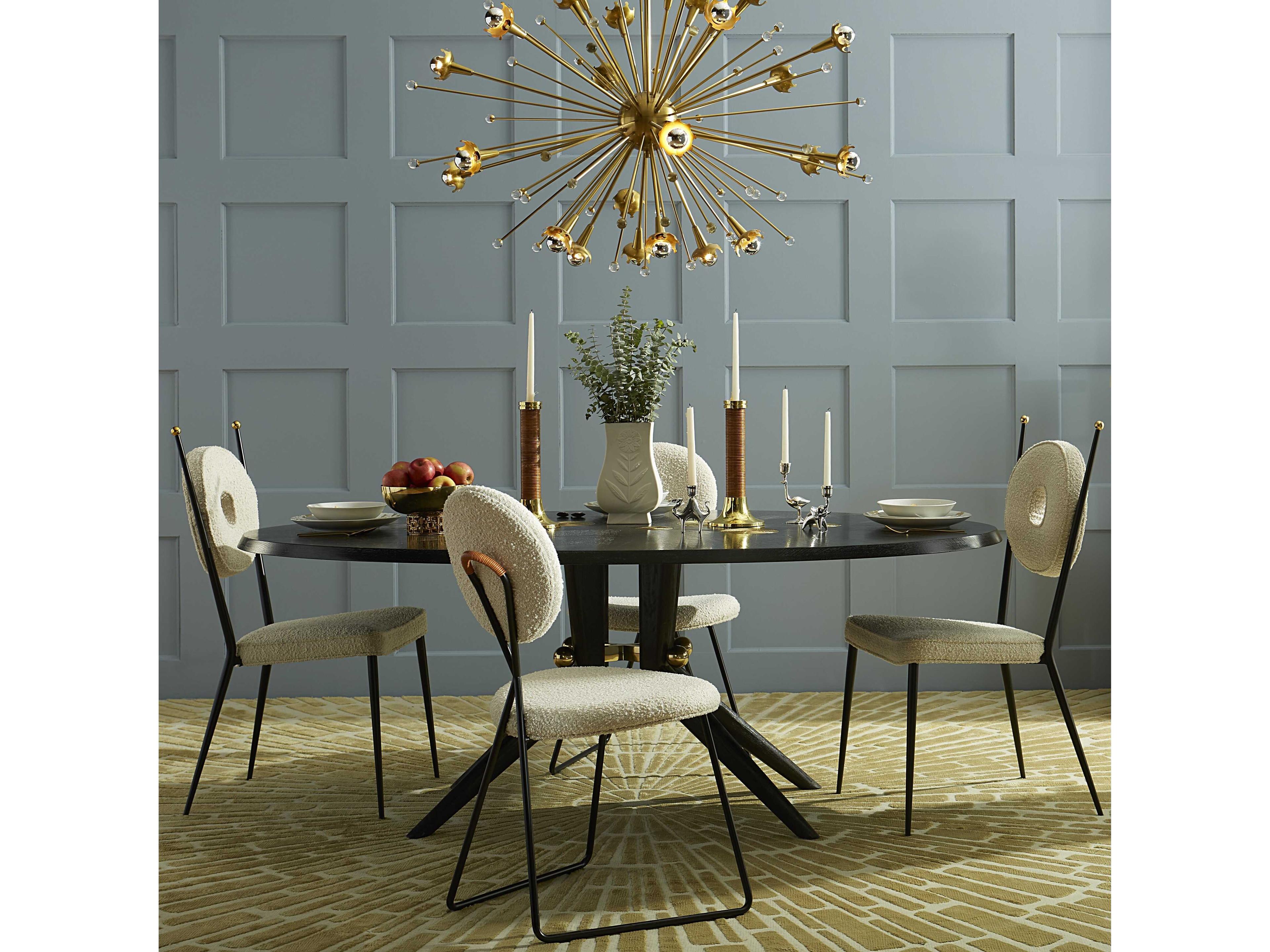 Jonathan Adler Trocadero Round Wood Ebonized Oak Dining Table