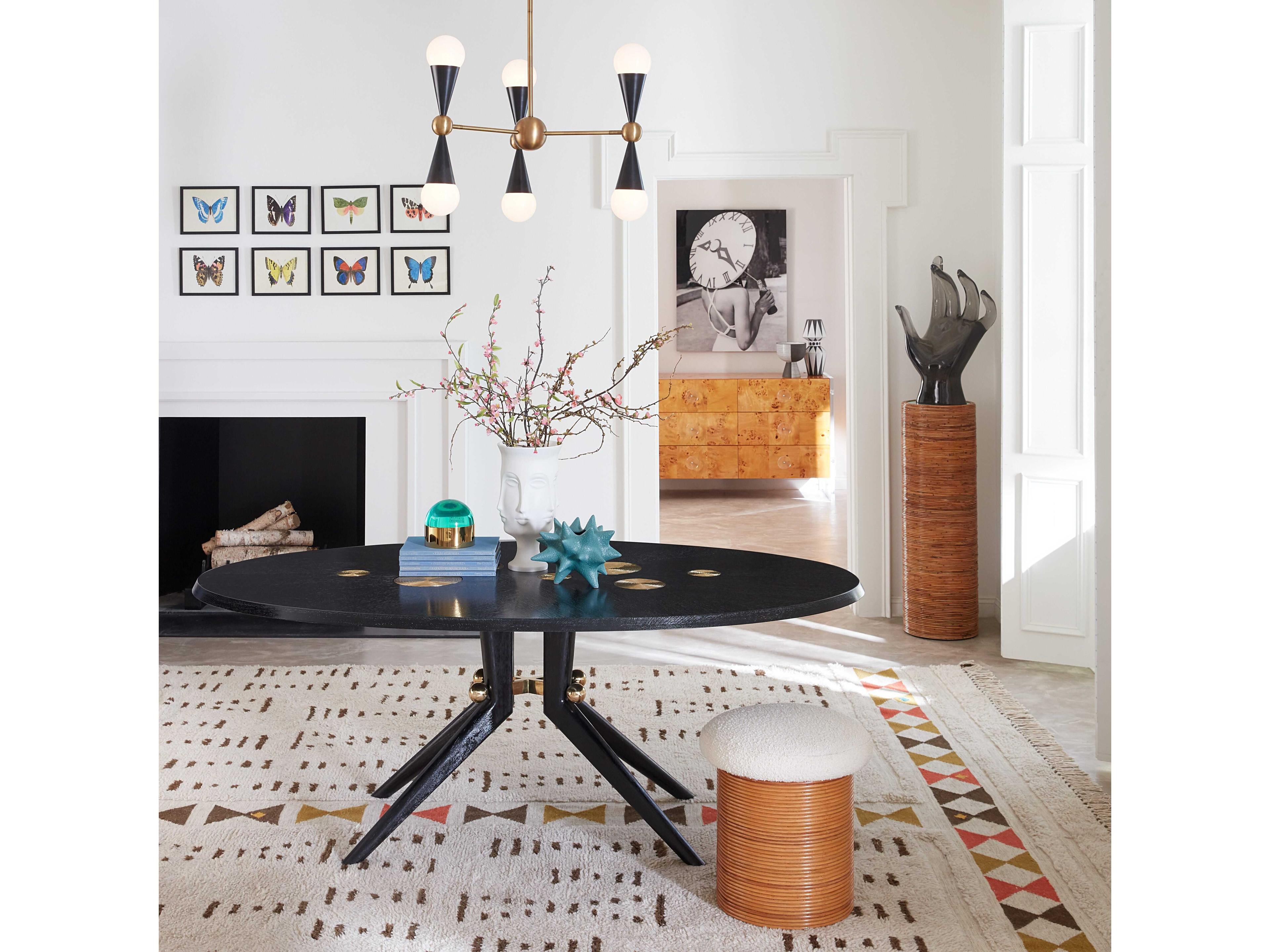 Jonathan Adler Trocadero Round Wood Ebonized Oak Dining Table