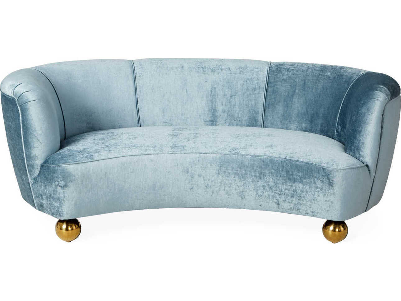 Jonathan Adler Parker Brussels Powder Blue Brass Orb Gold Sofa