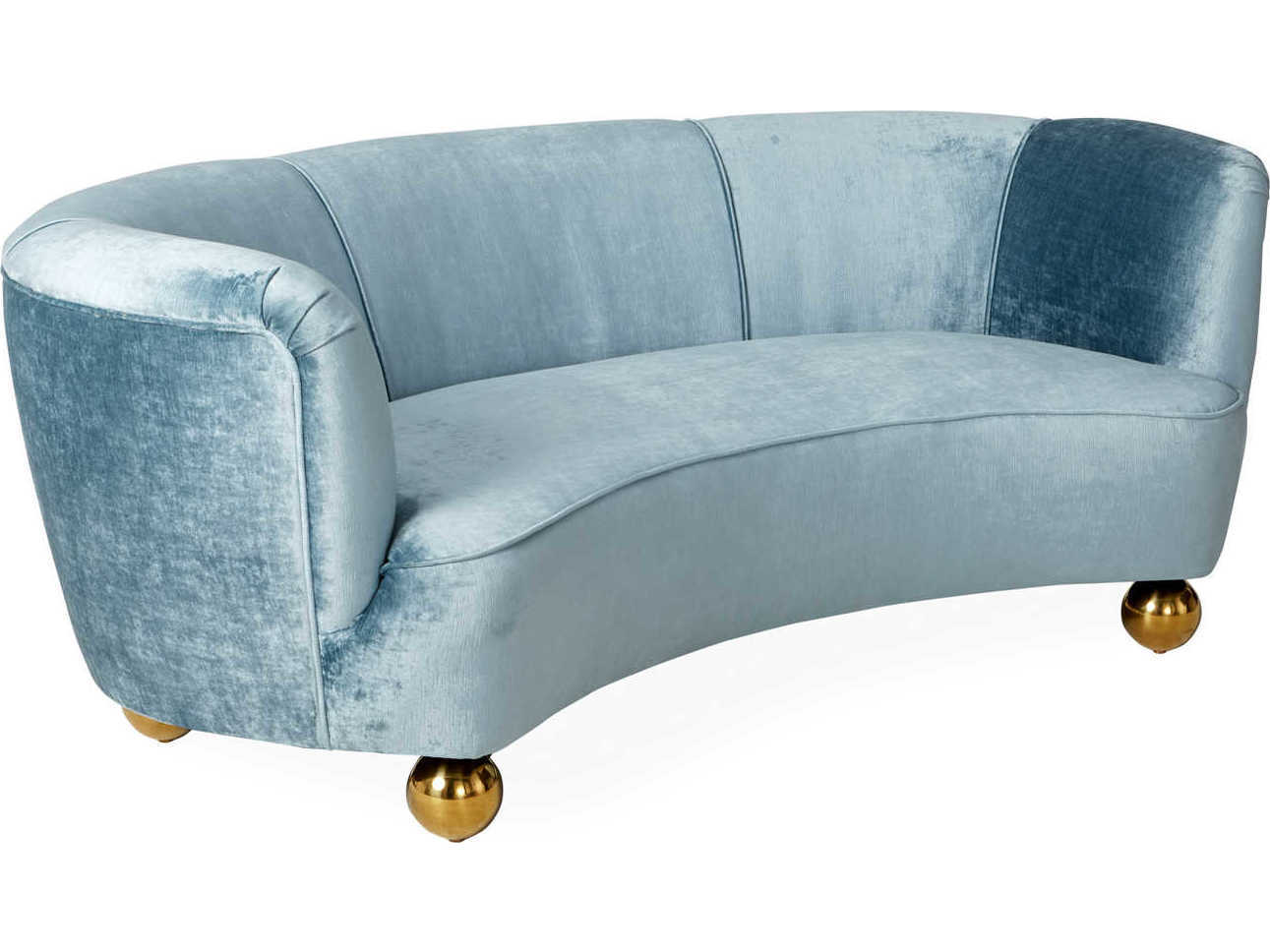 Jonathan Adler Parker Brussels Powder Blue Brass Orb Gold Sofa