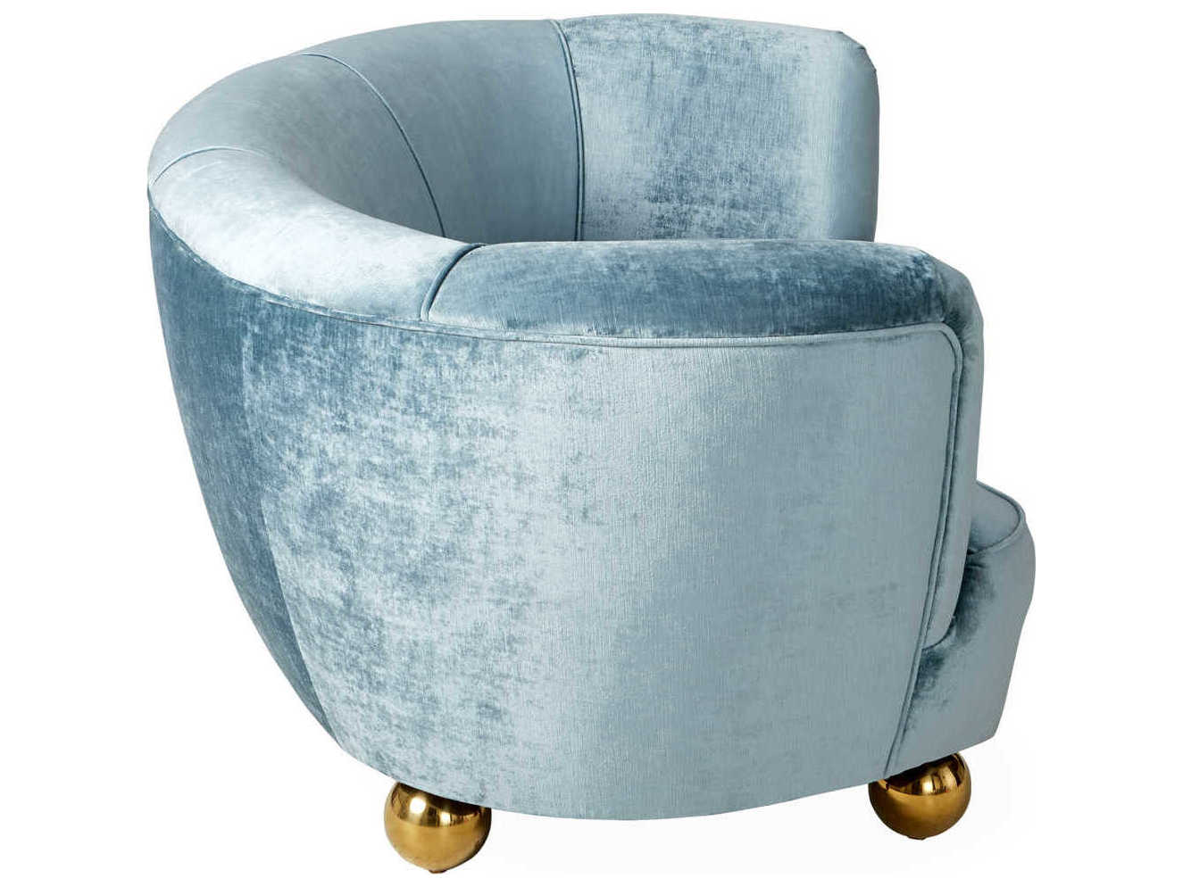 Jonathan Adler Parker Brussels Powder Blue Brass Orb Gold Sofa