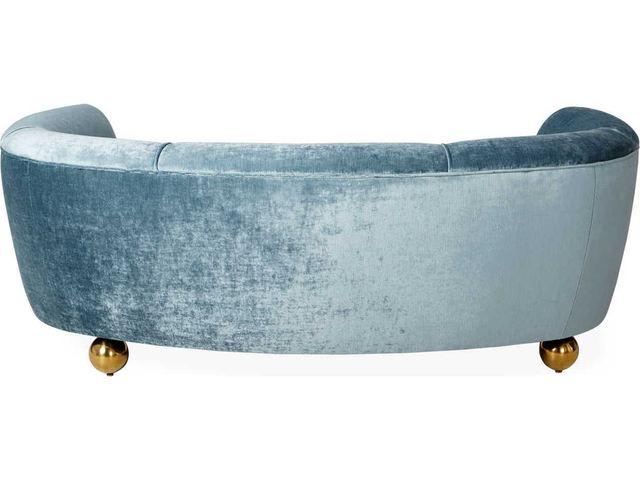 Jonathan Adler Parker Brussels Powder Blue Brass Orb Gold Sofa