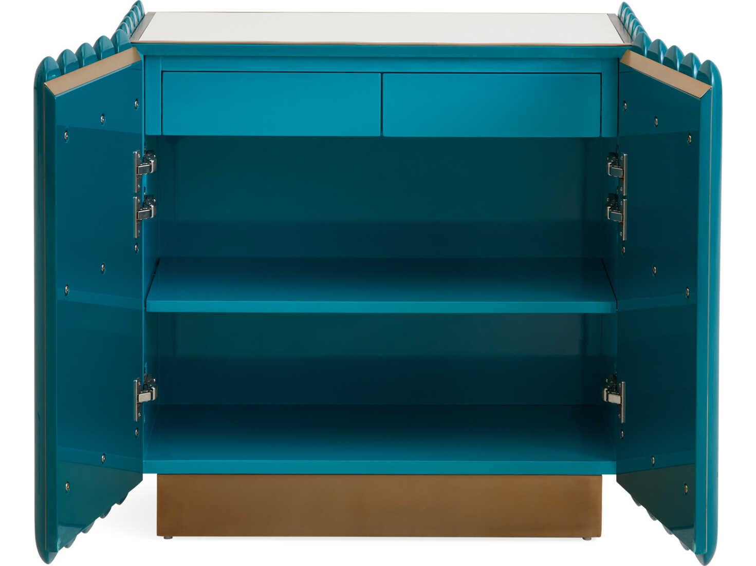 Jonathan Adler Kiki Teal Ivory Blue Accent Chest