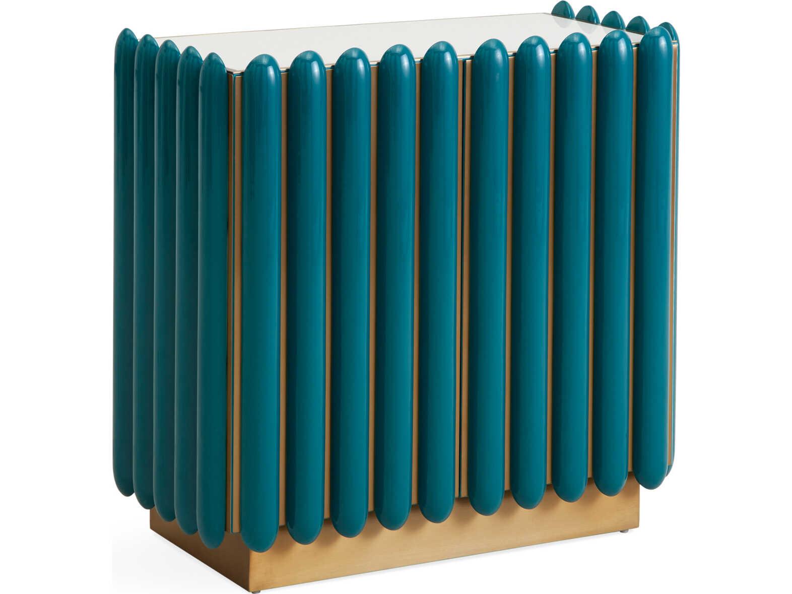 Jonathan Adler Kiki Teal Ivory Blue Accent Chest