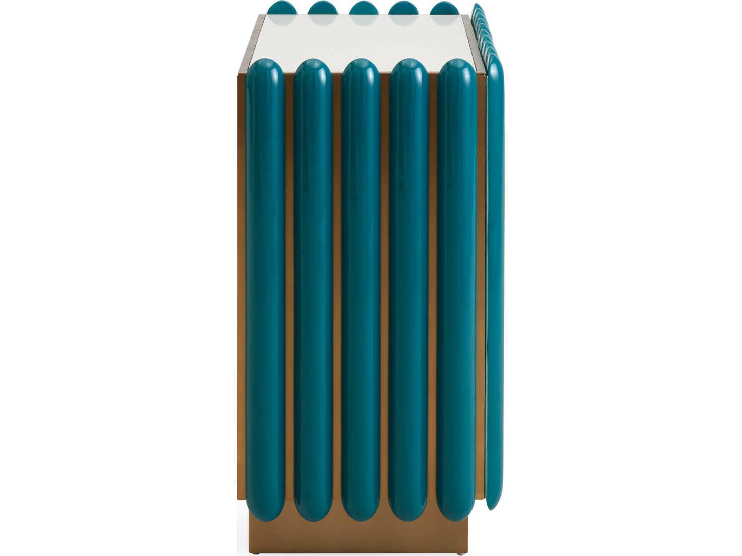 Jonathan Adler Kiki Teal Ivory Blue Accent Chest