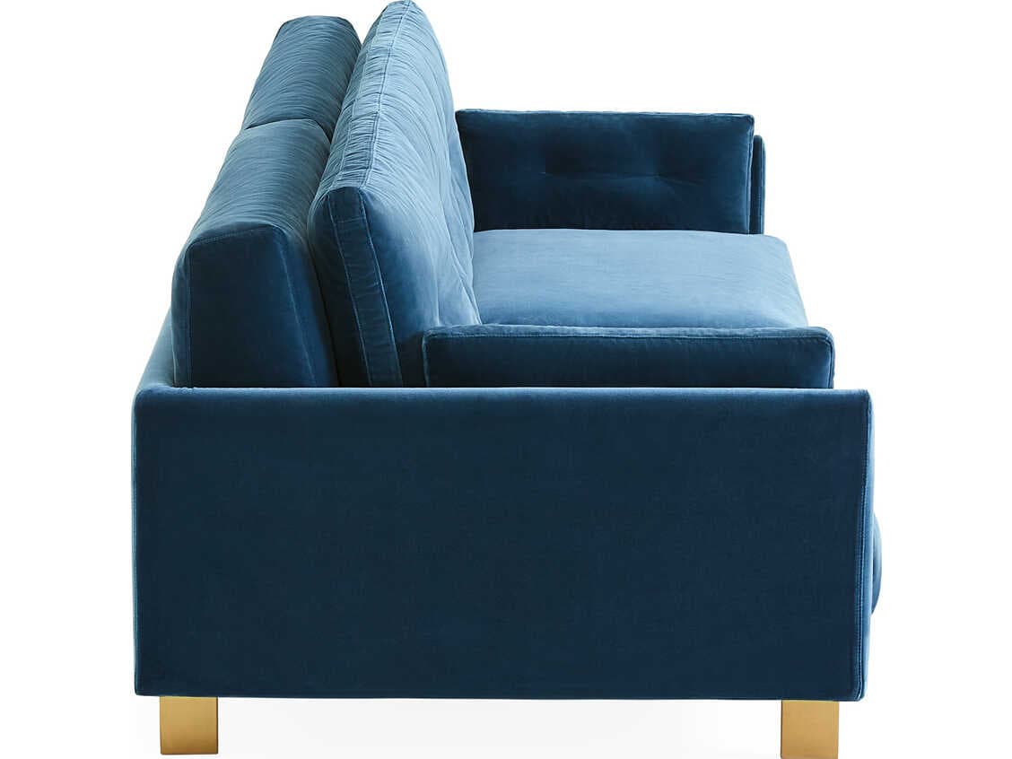 Jonathan Adler Malibu Varese Petrol Blue Velvet Upholstered Sofa