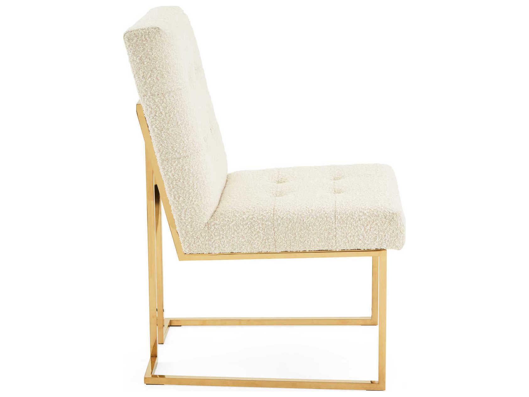 Jonathan Adler Goldfinger Brass Upholstered Side Dining Chair