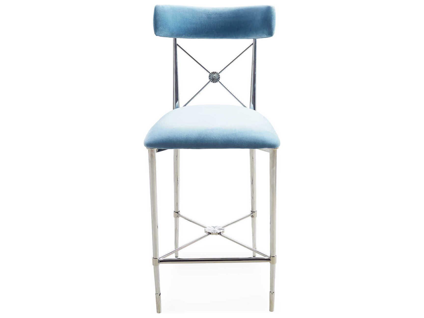 Jonathan Adler Rider Rialto Smoke White Nickel Counter Stool