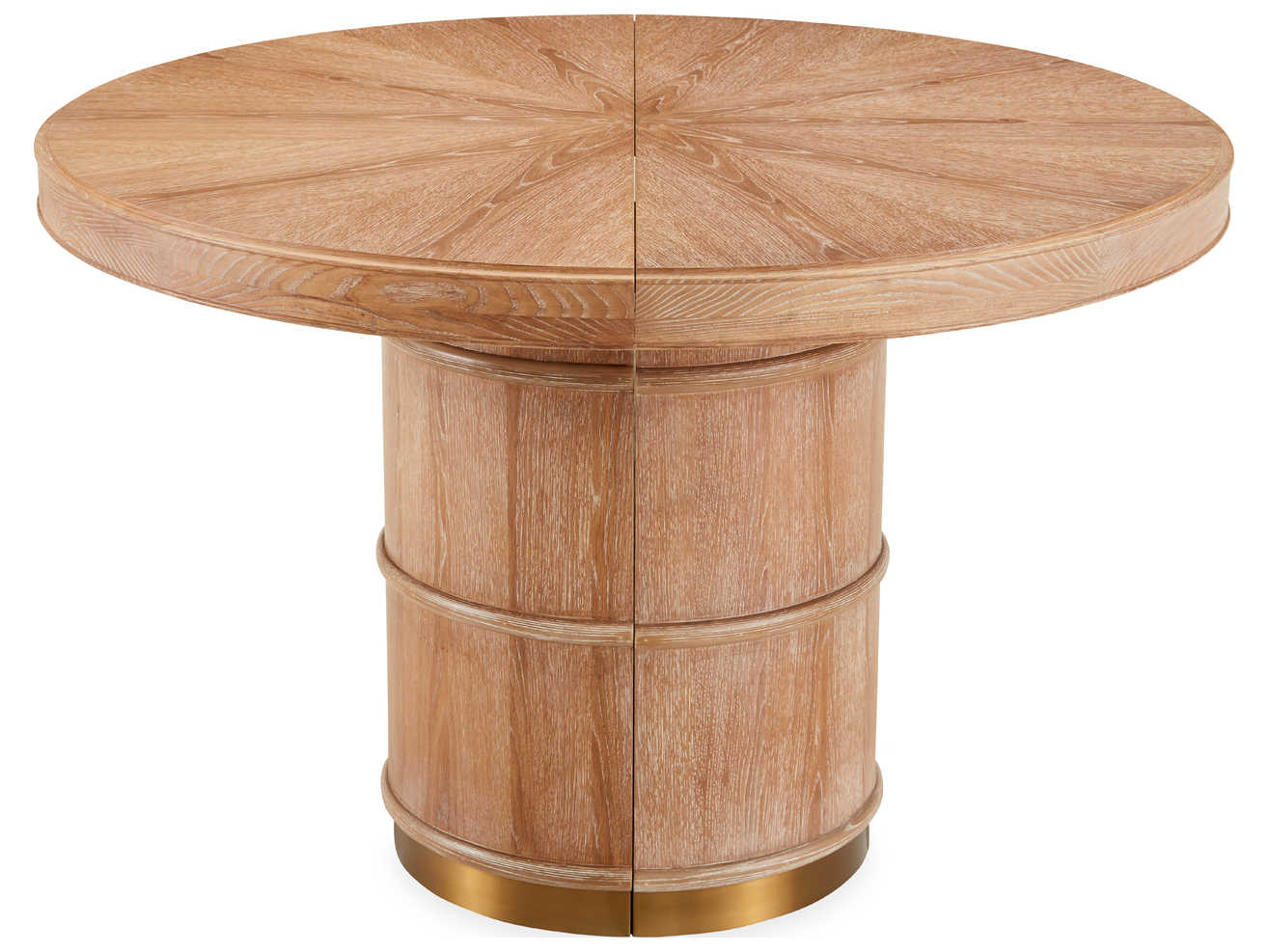 Jonathan Adler Brussels Round Wood Oak Brass Dining Table