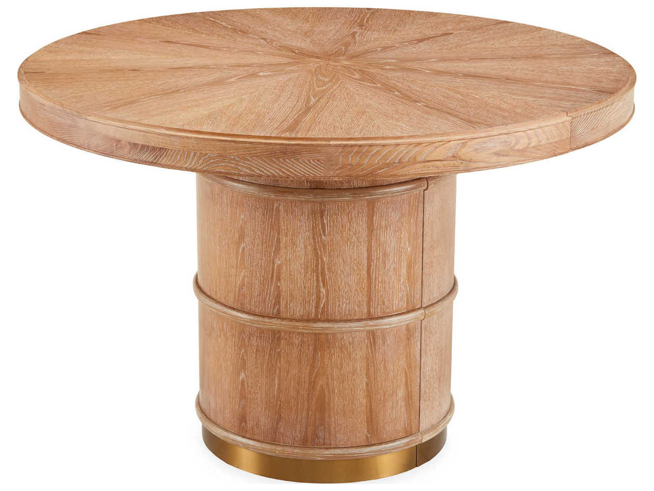 Jonathan Adler Brussels Round Wood Oak Brass Dining Table