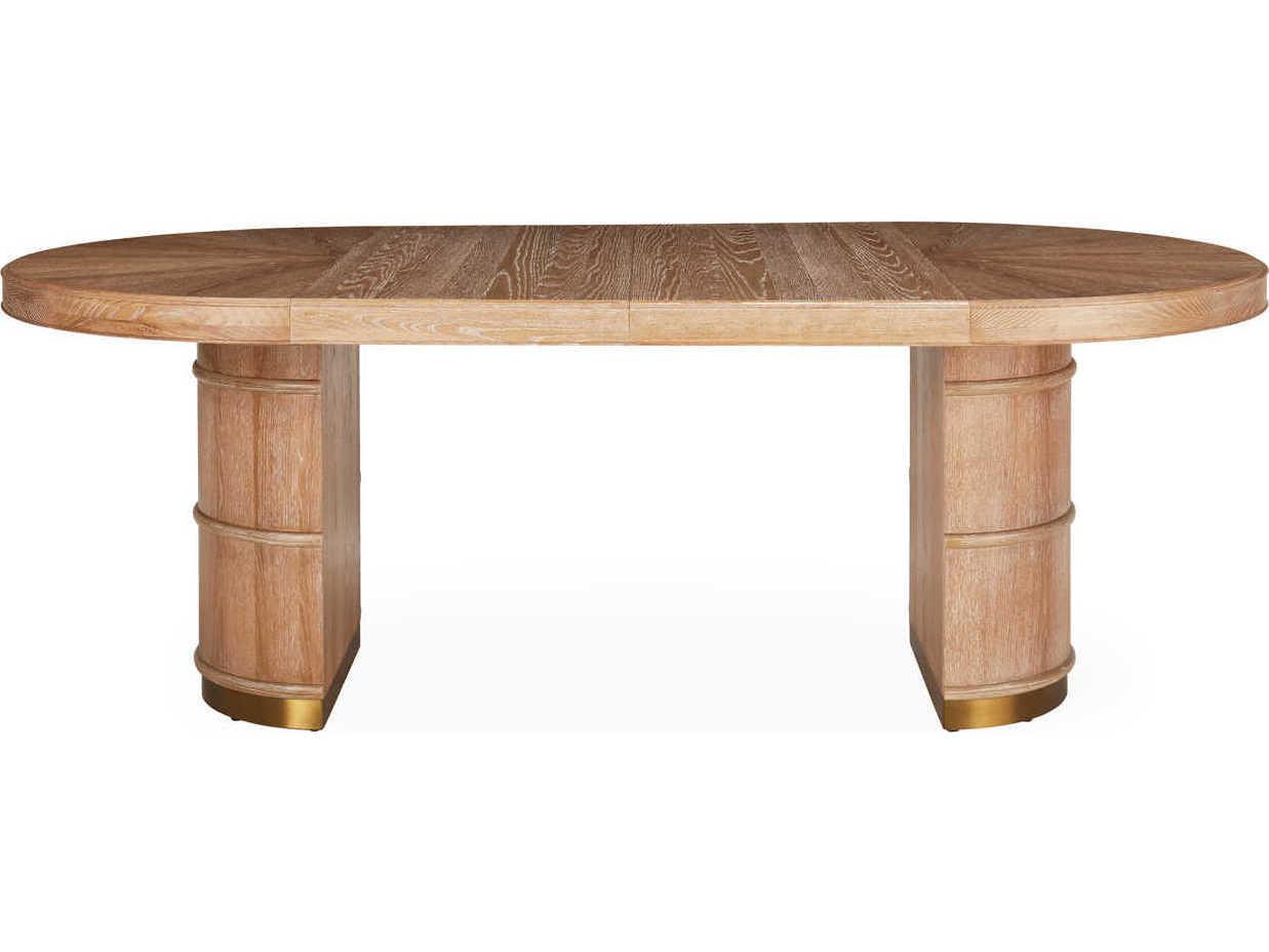 Jonathan Adler Brussels Round Wood Oak Brass Dining Table