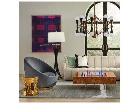 Jonathan Adler Ether Rocker Gray Fabric Accent Chair