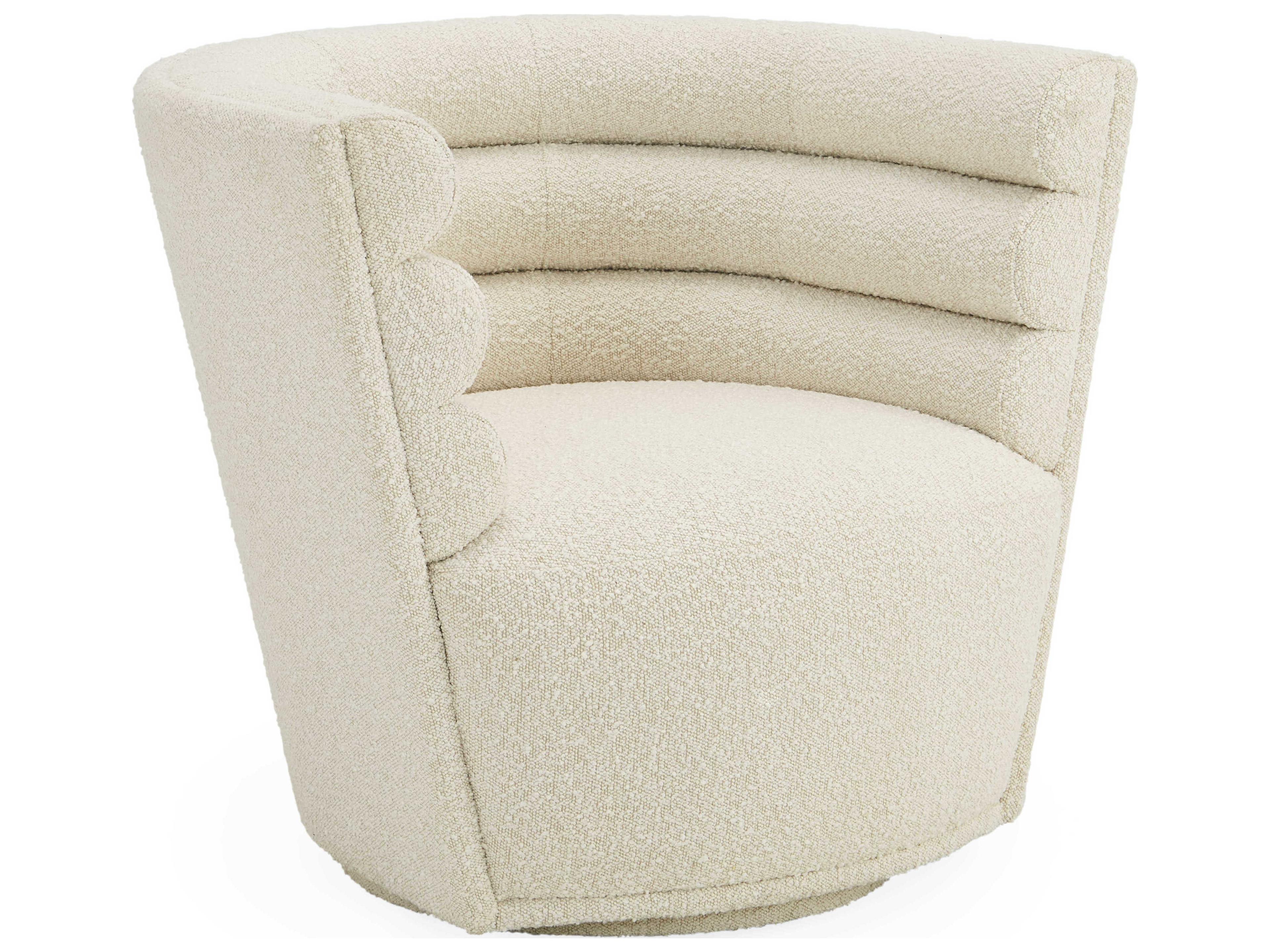 Jonathan Adler Maxime Swivel White Fabric Accent Chair