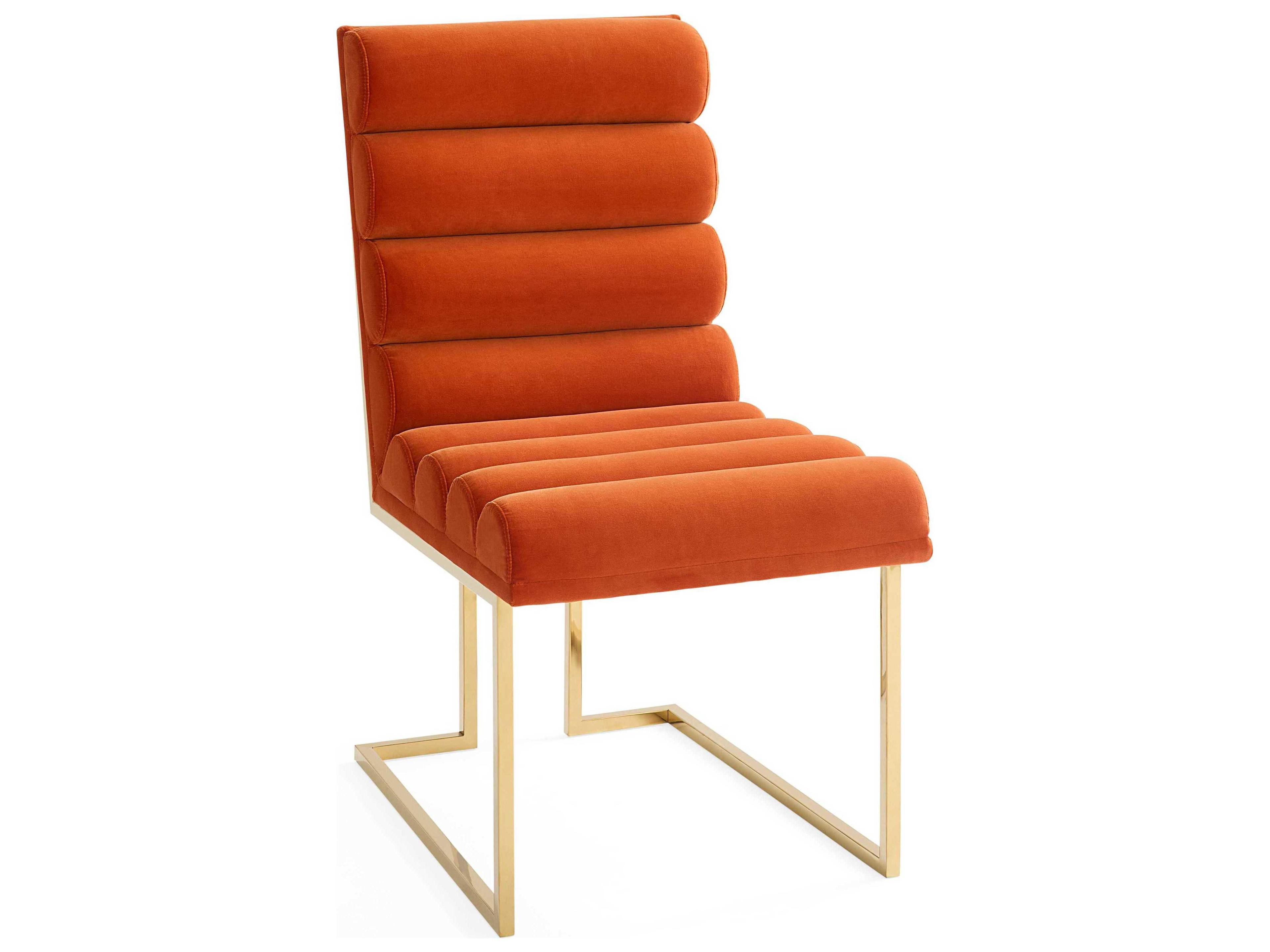 Jonathan Adler Channeled Goldfinger Orange Side Dining Chair