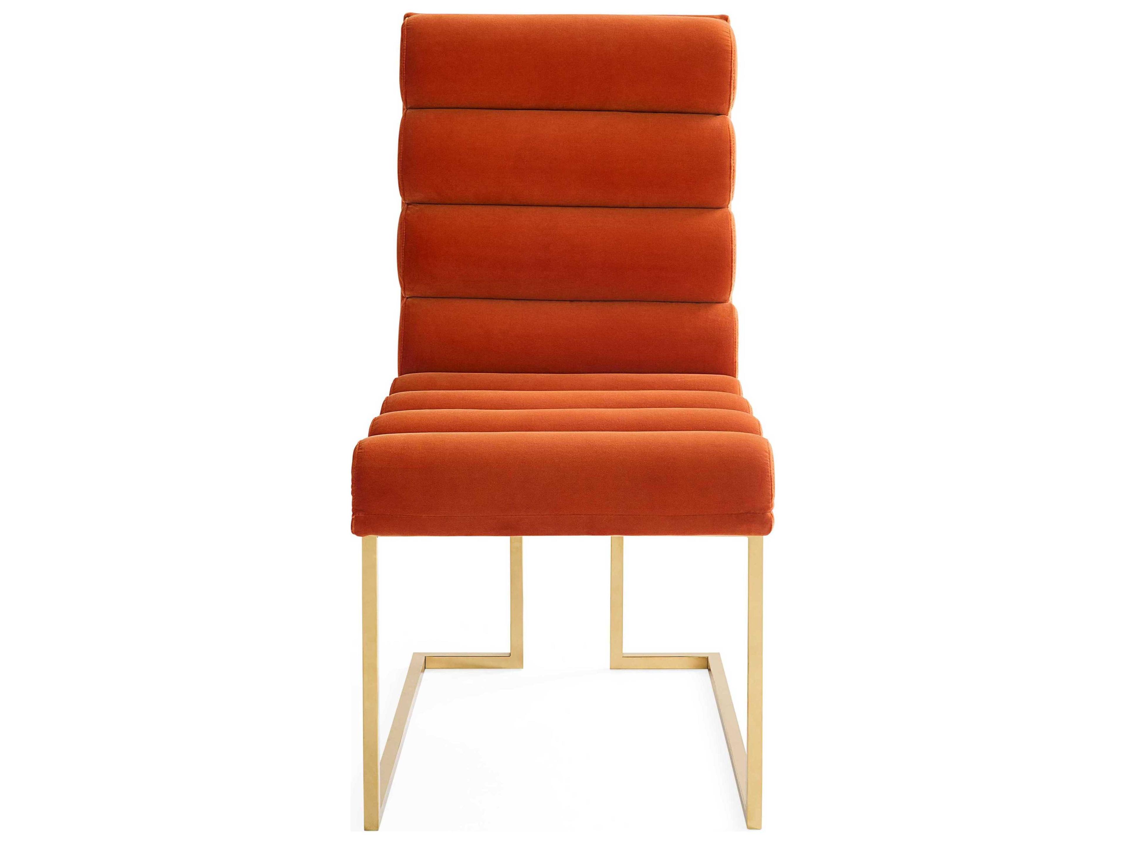 Jonathan Adler Channeled Goldfinger Orange Side Dining Chair