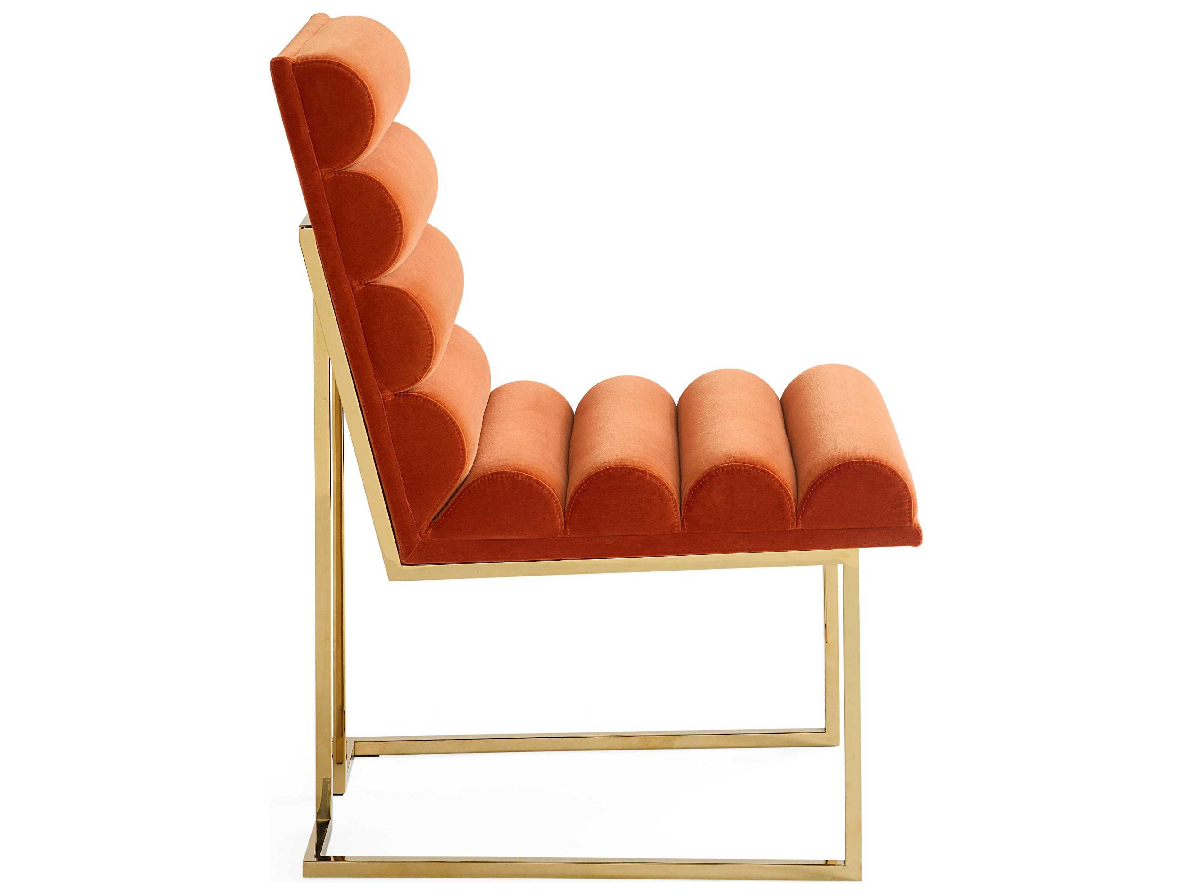 Jonathan Adler Channeled Goldfinger Orange Side Dining Chair