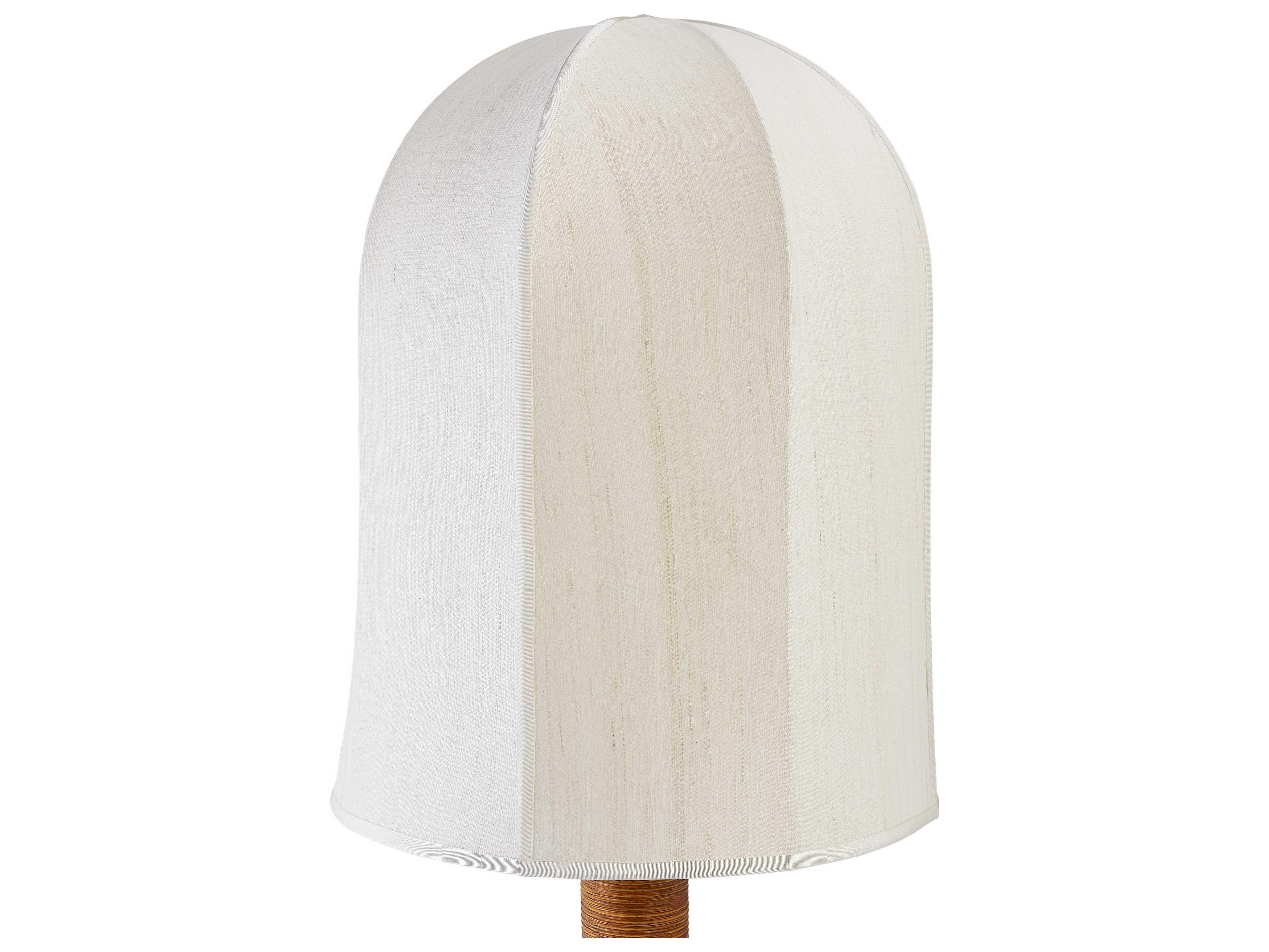 Jonathan Adler Riviera Dome Honey Stain Rattan Antique Brass Floor Lamp