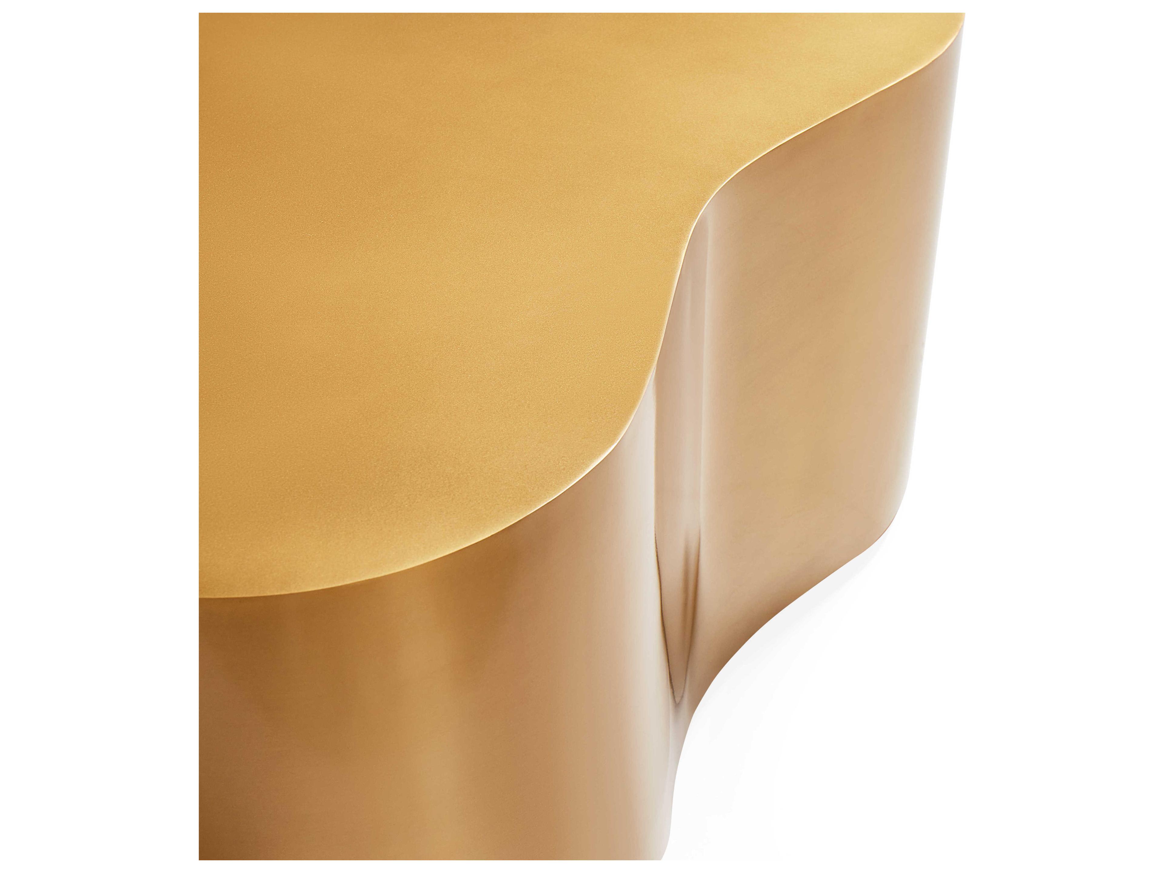 Jonathan Adler Kidney Metal Antique Brass Coffee Table