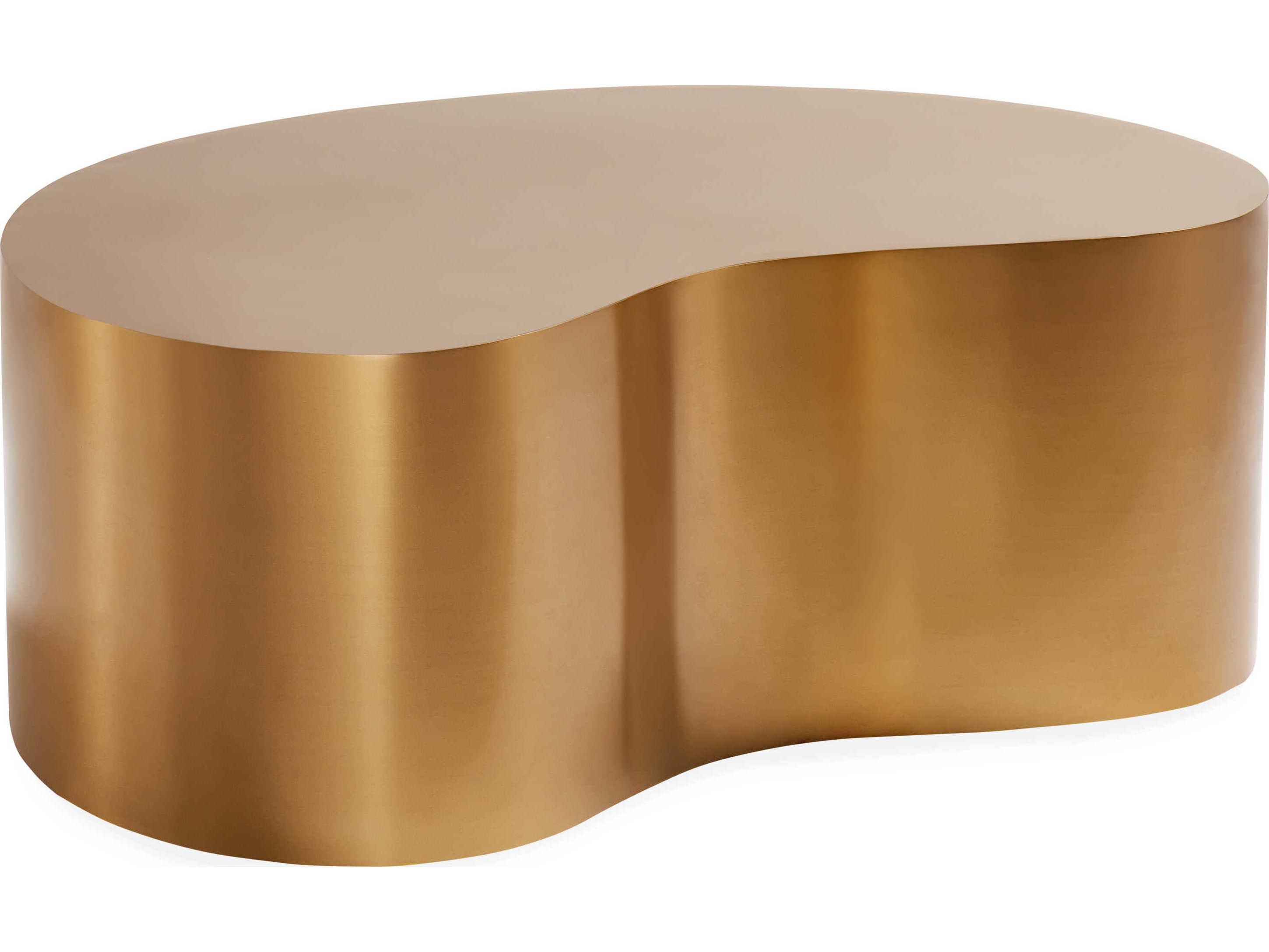 Jonathan Adler Kidney Metal Antique Brass Coffee Table