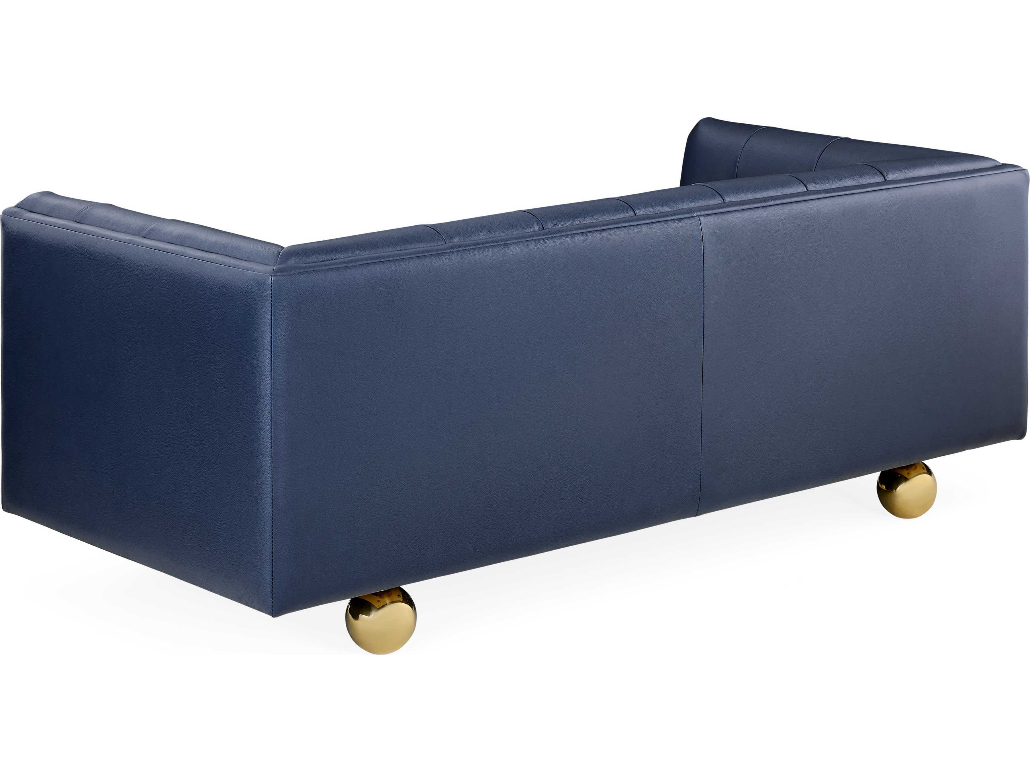 Jonathan Adler Claridge Tufted Oxford Navy Blue Leather Sofa