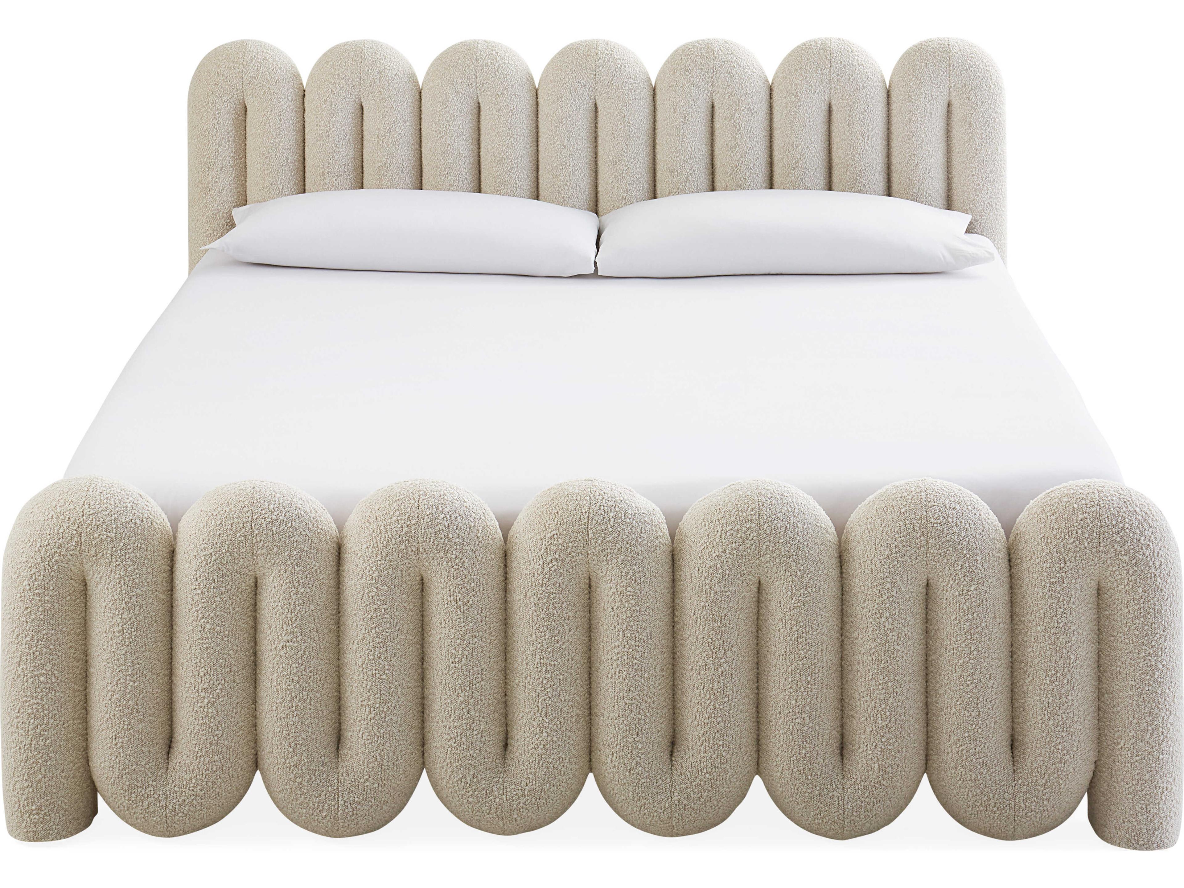 Jonathan Adler Serpentine Olympus Oatmeal White Upholstered King Platform Bed