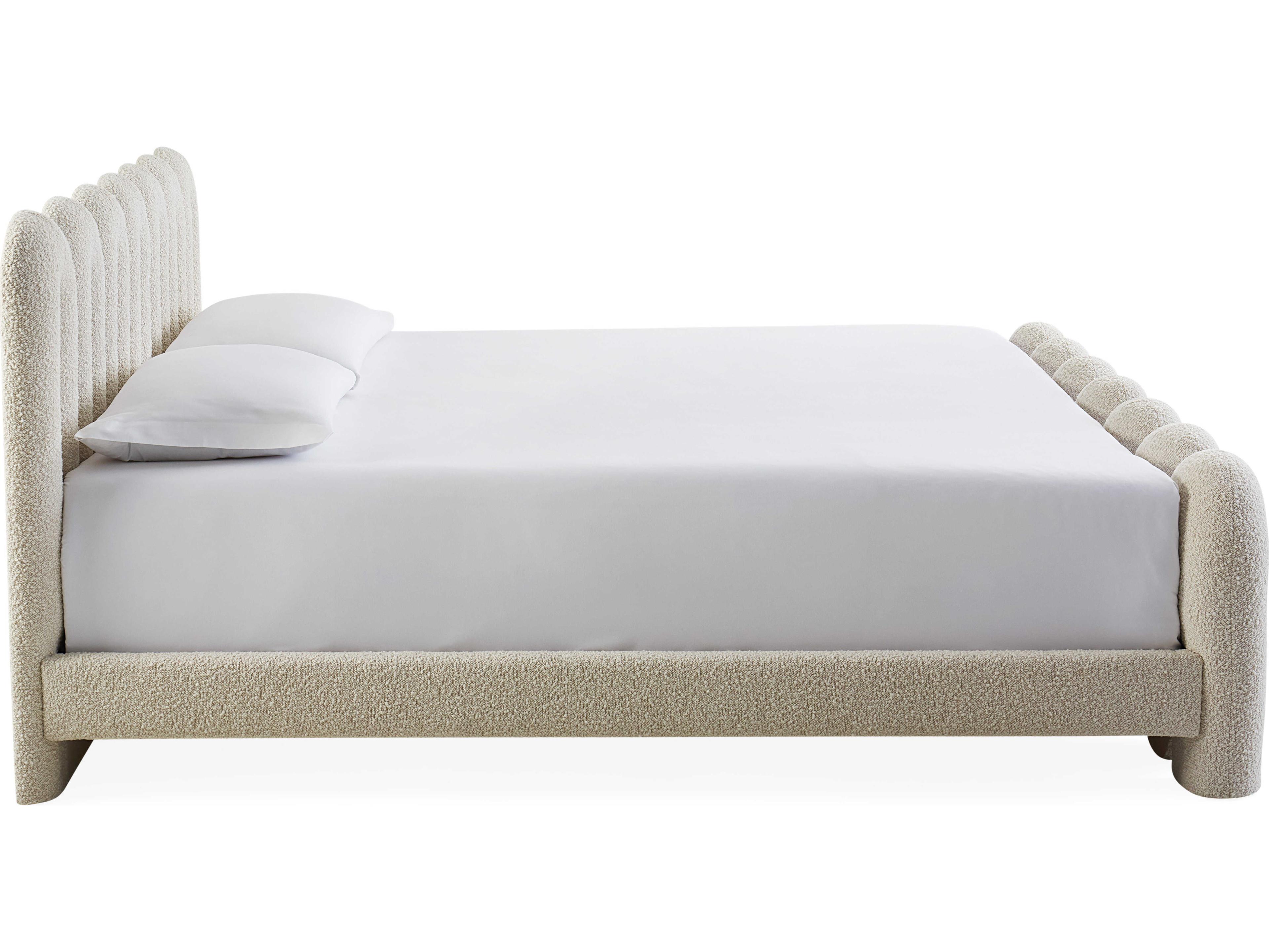 Jonathan Adler Serpentine Olympus Oatmeal White Upholstered King Platform Bed